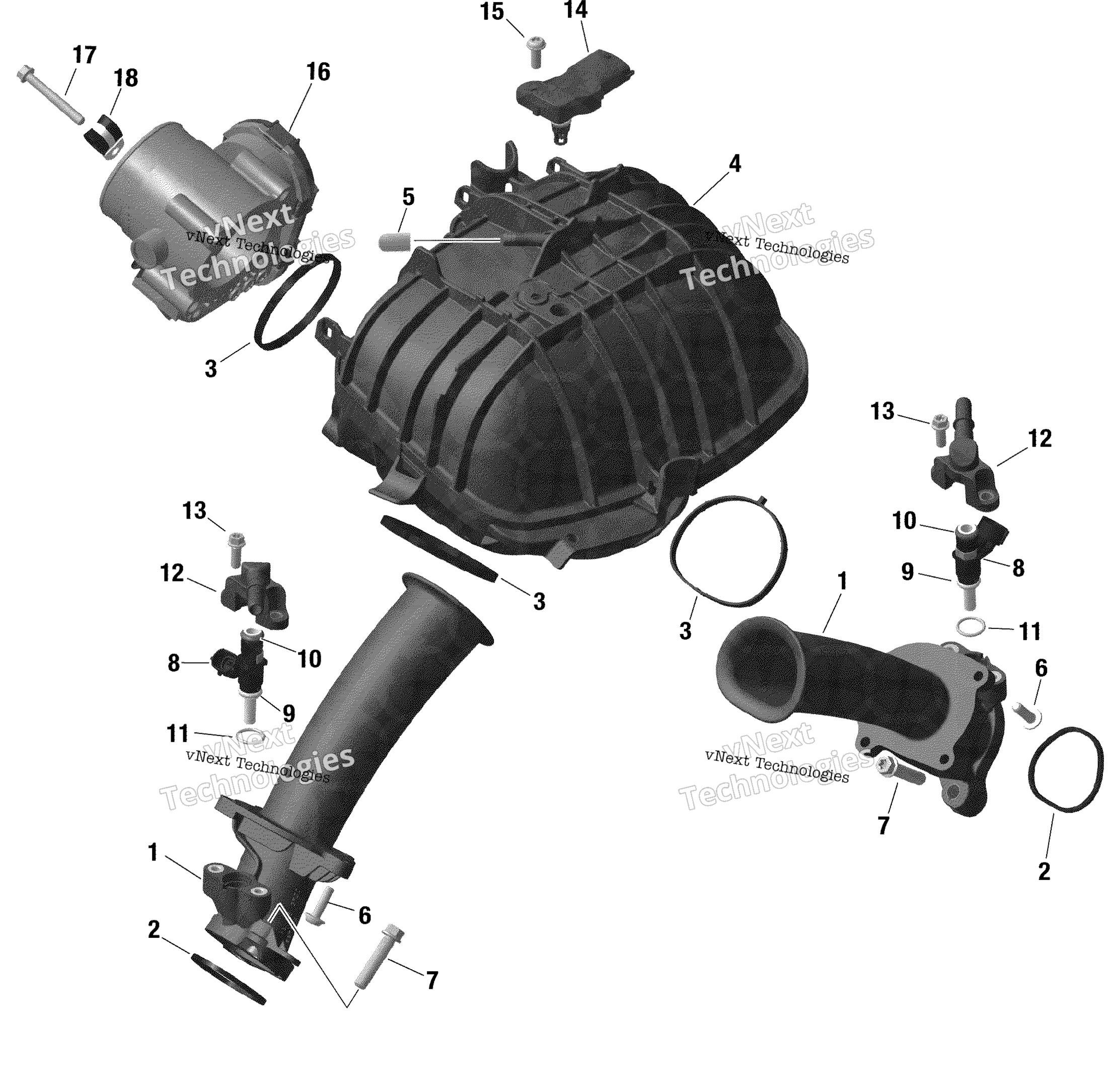 Rotax Воздушный впуск коллектор и Throttle кузов
