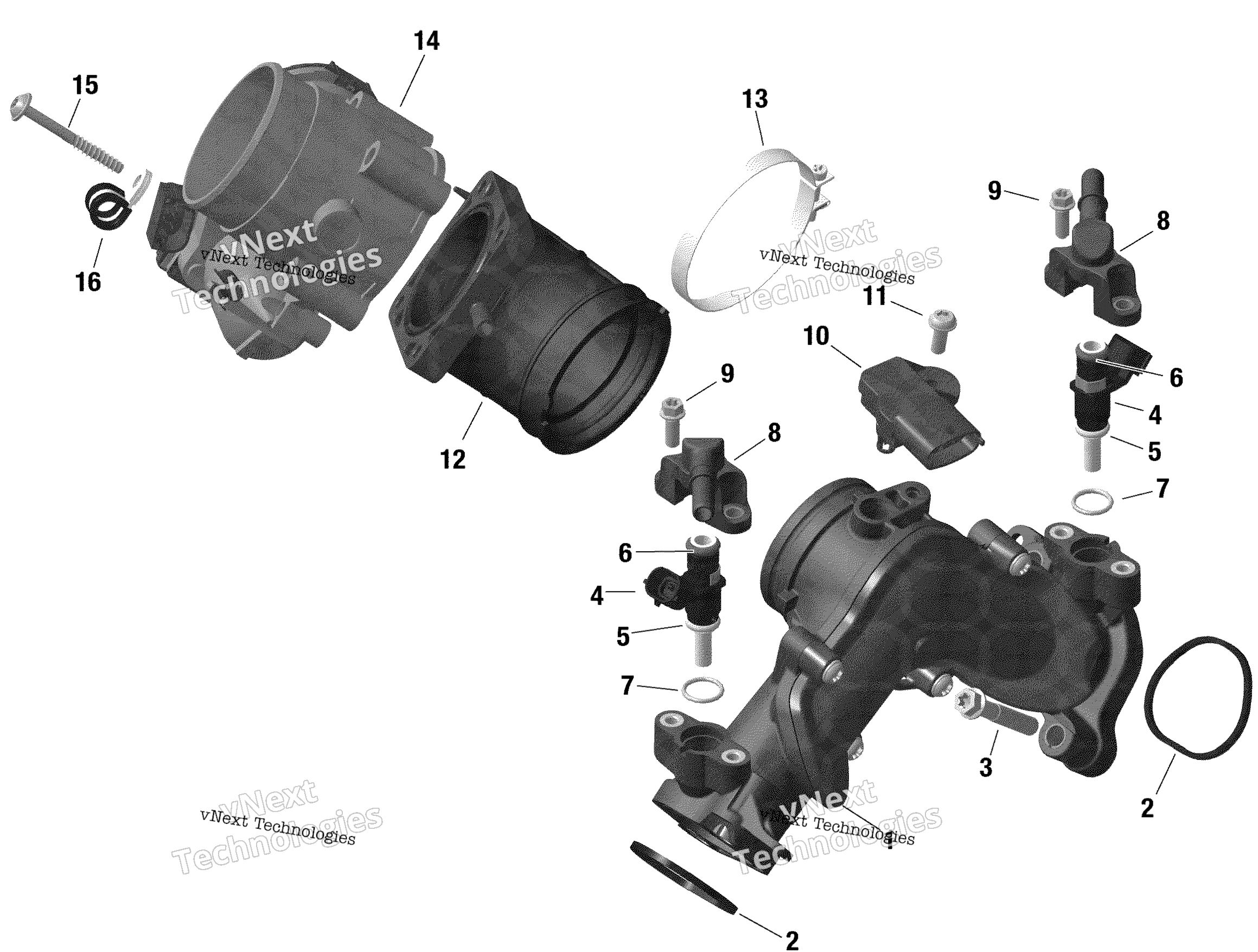 Rotax Воздушный впуск коллектор и Throttle кузов