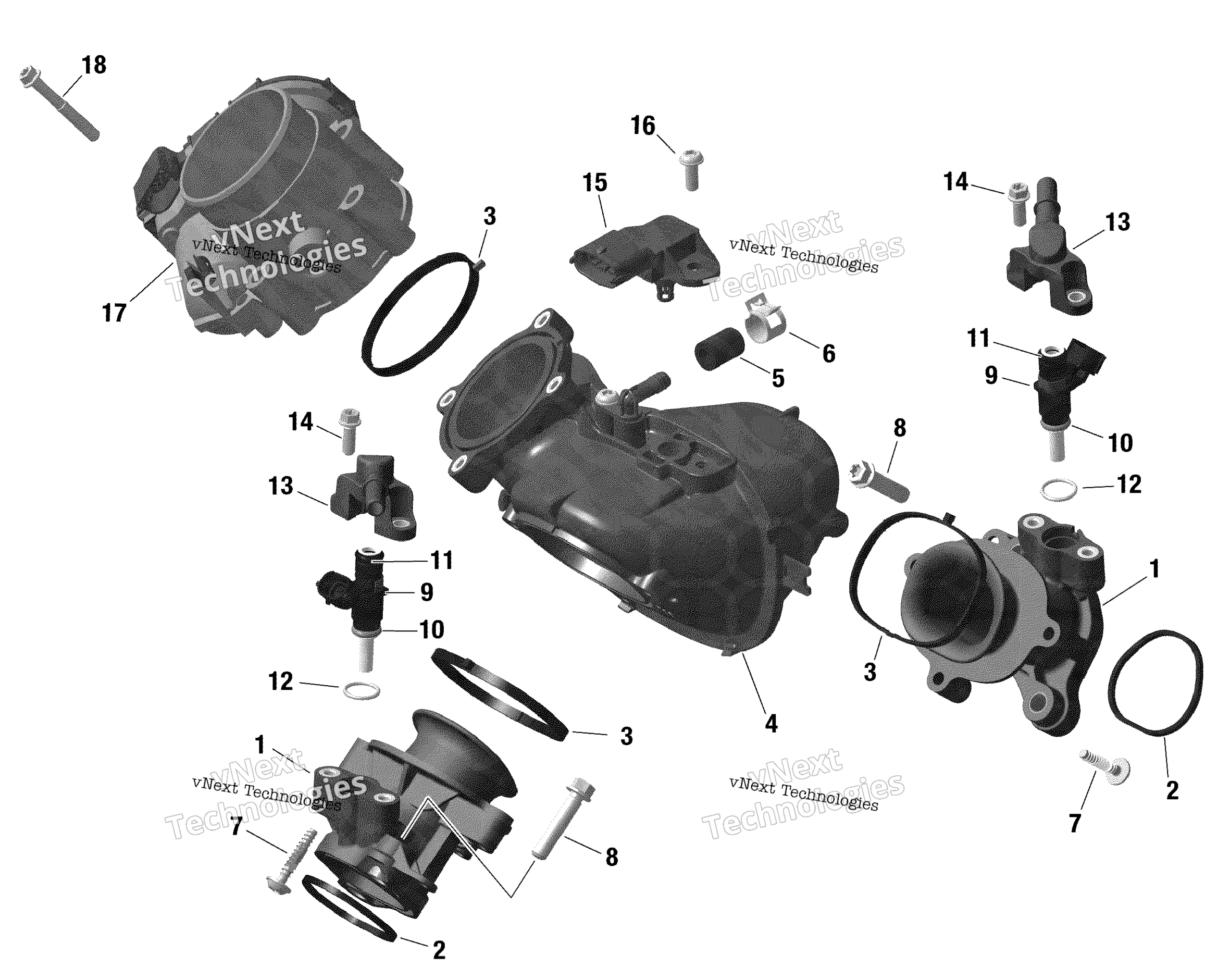 Rotax Воздушный впуск коллектор и Throttle кузов