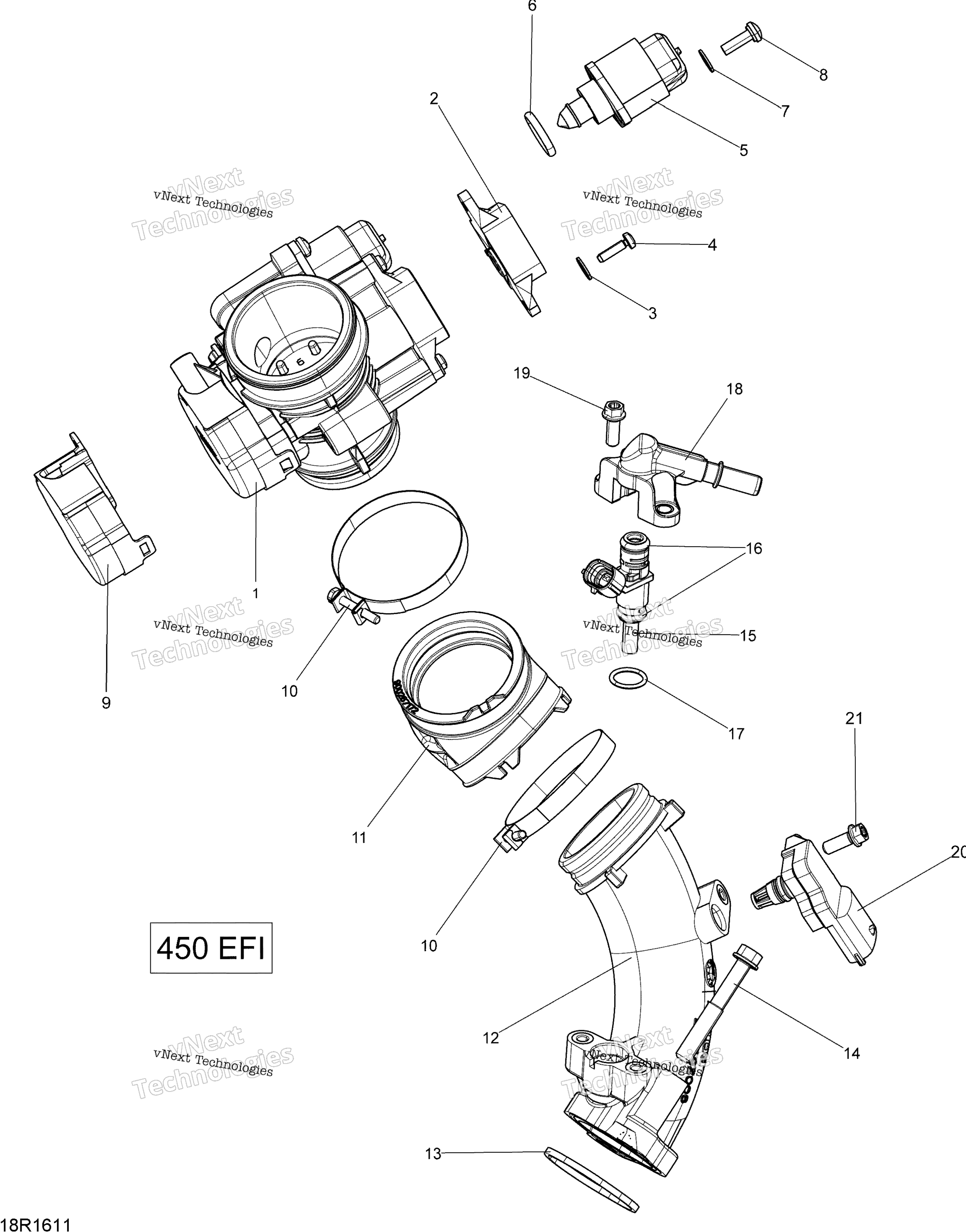 Воздушный впуск коллектор и Throttle кузов 450 Efi