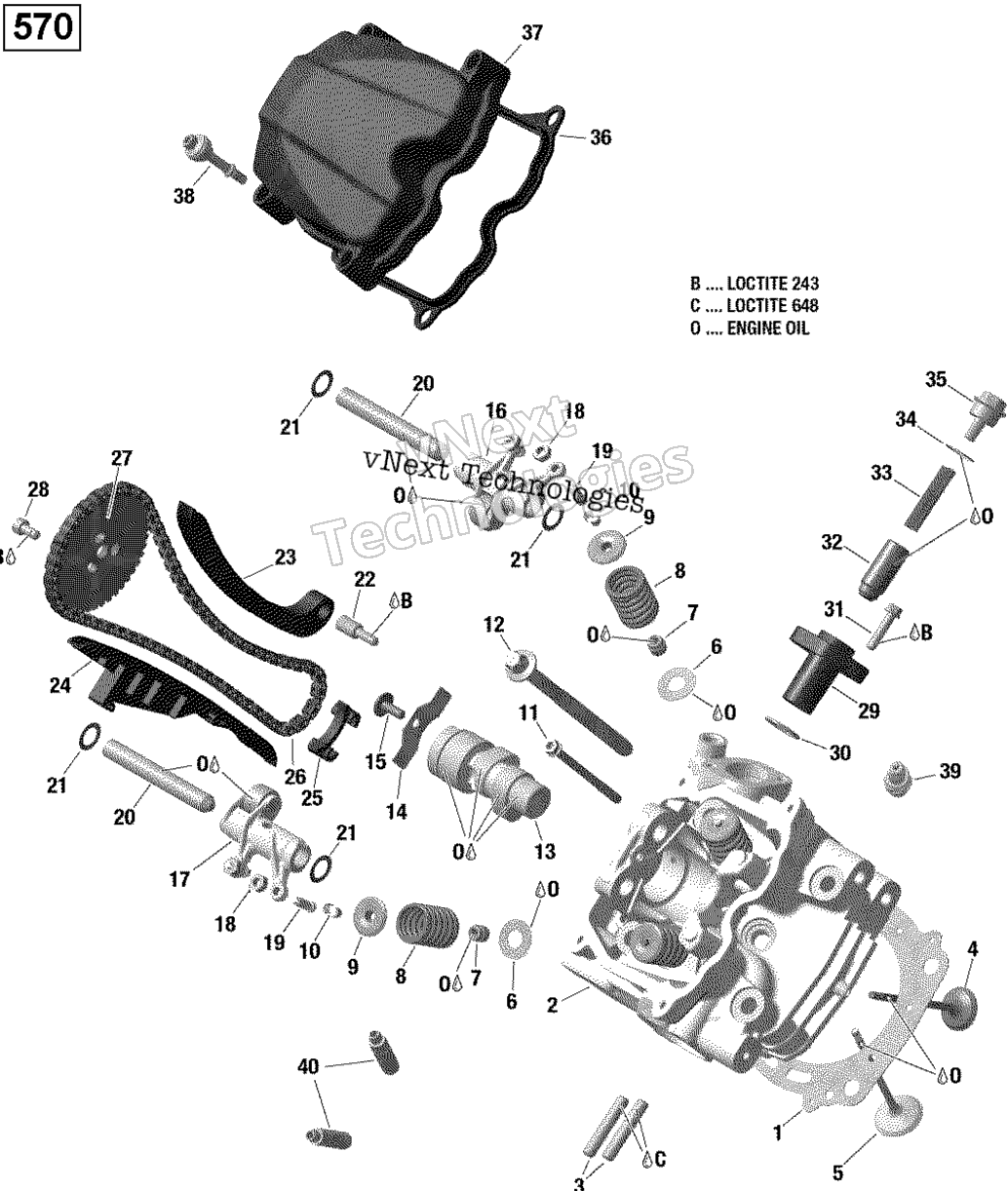 Цилиндр Head, Front - 570 Efi