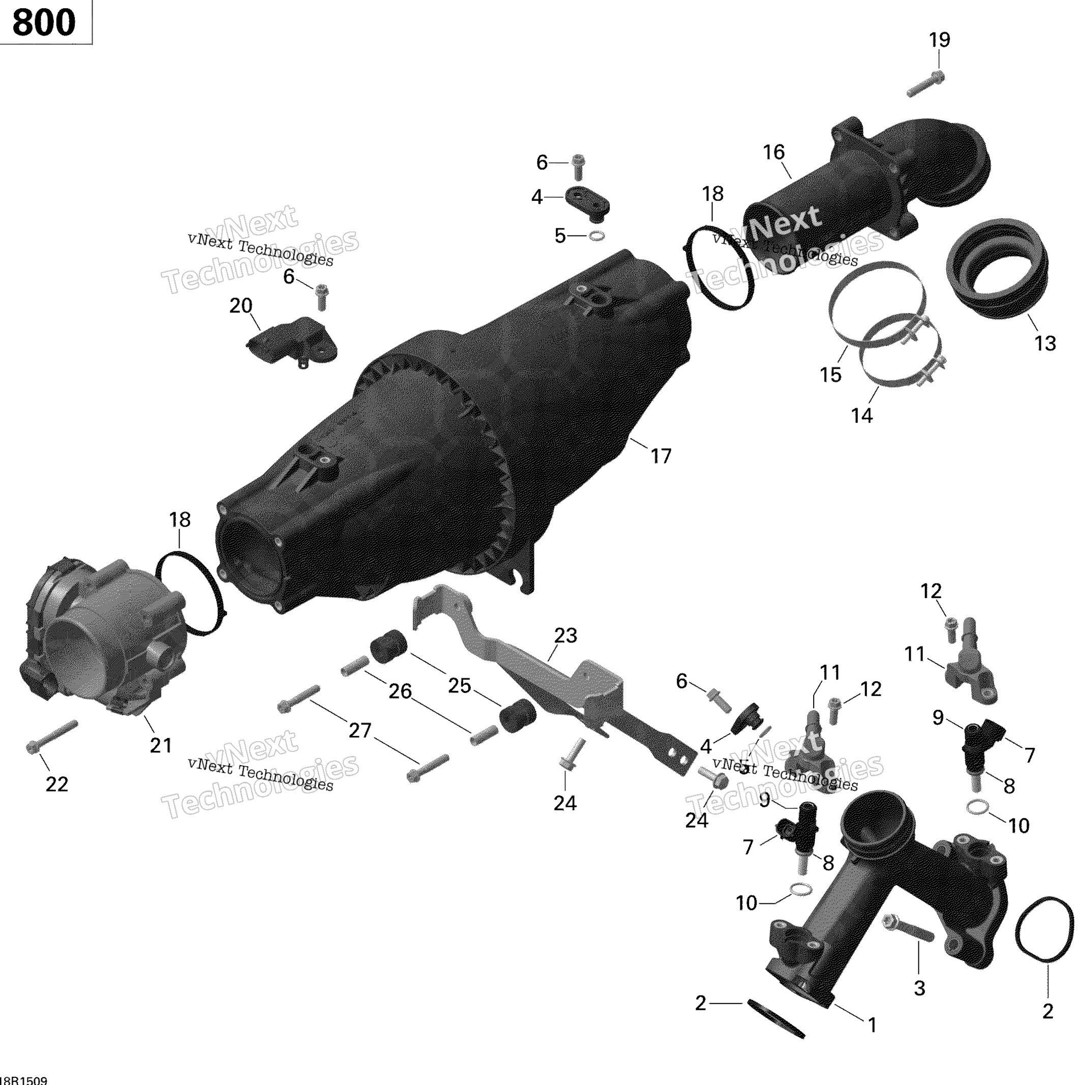 Воздушный впуск коллектор и Throttle кузов 800R Efi