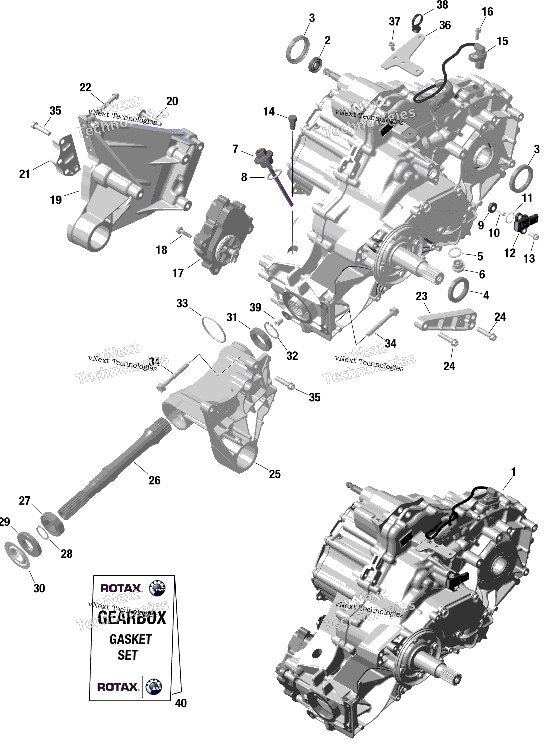 Rotax Gearbox Assy и привод Shaft