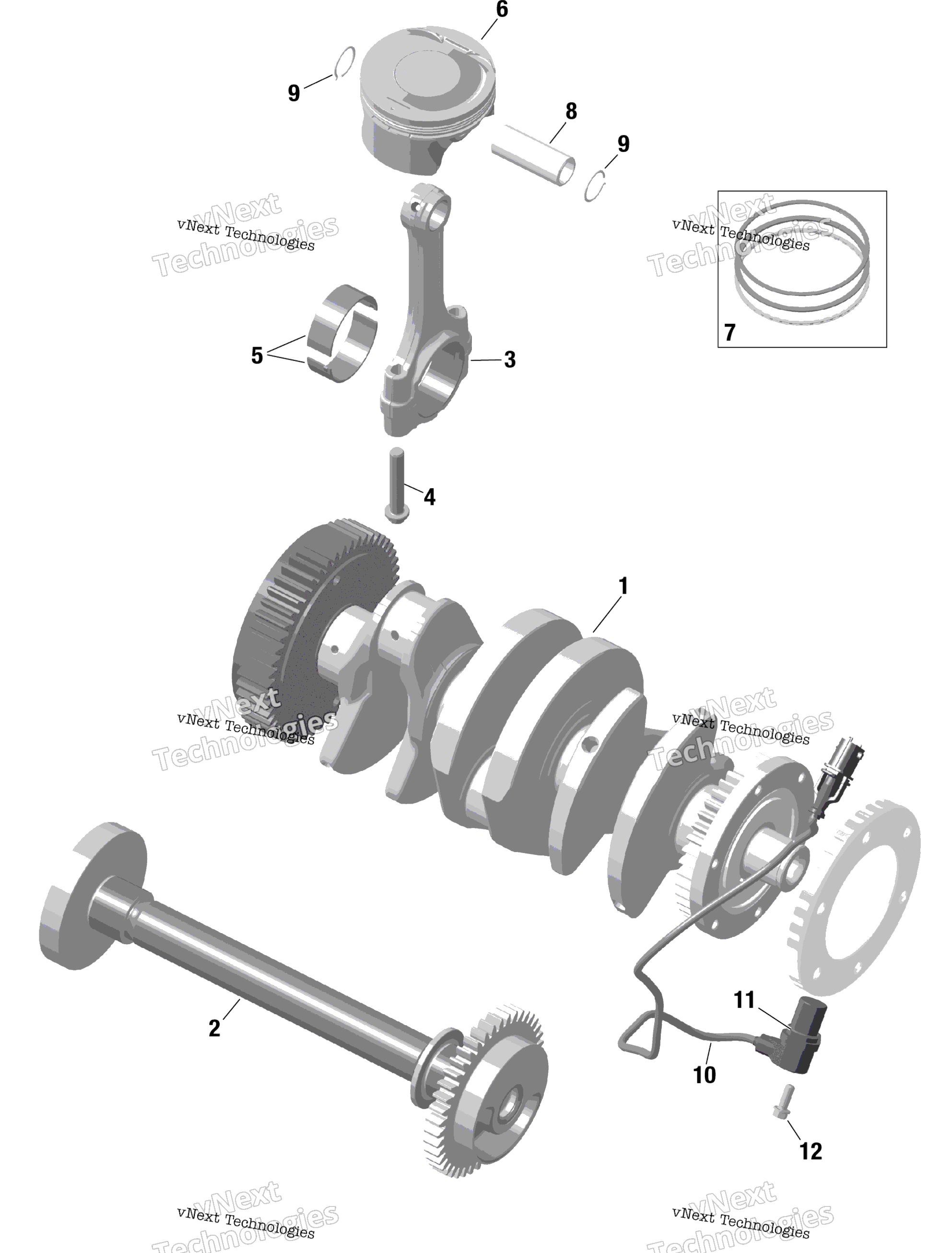 Rotax коленвал и Pistons