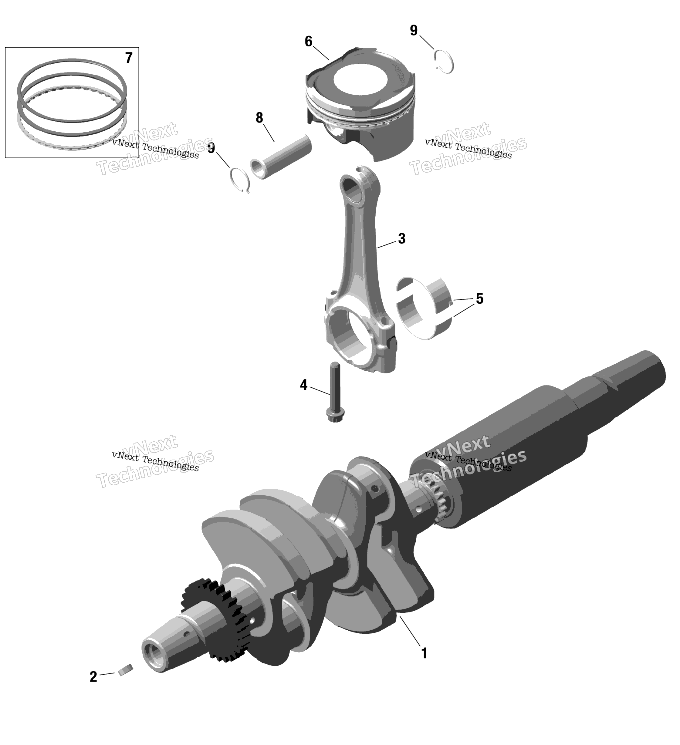 Rotax коленвал и Pistons