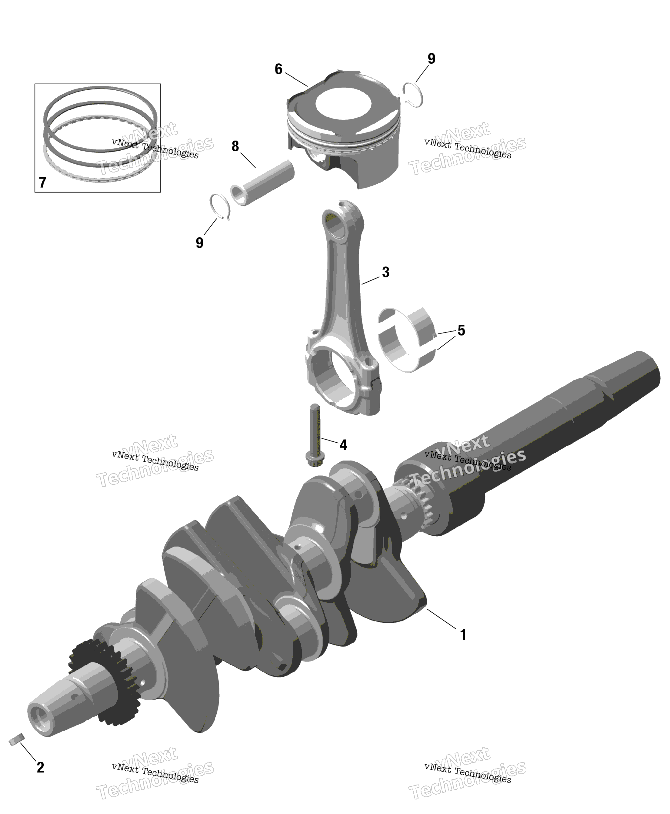 Rotax коленвал и Pistons