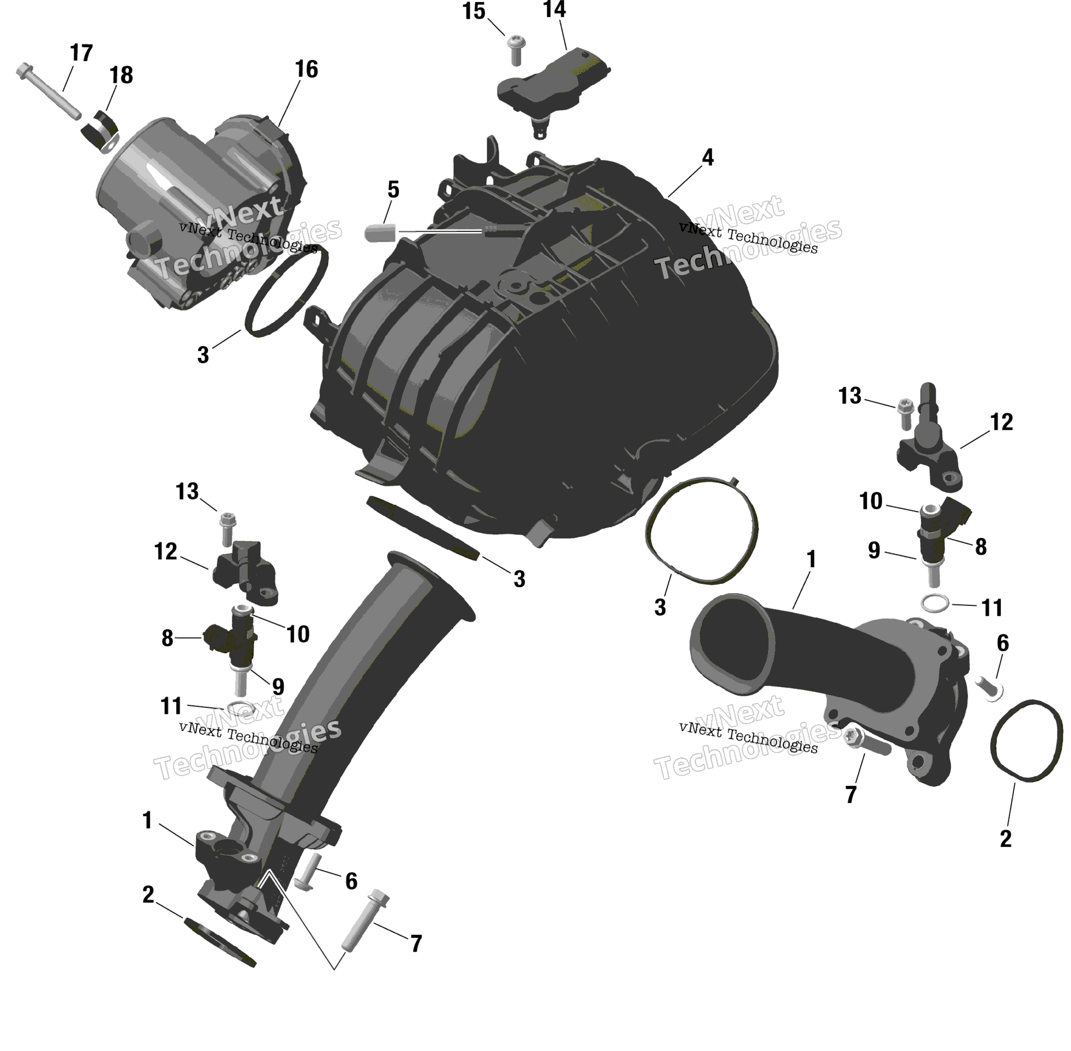 Rotax Воздушный впуск коллектор и Throttle кузов