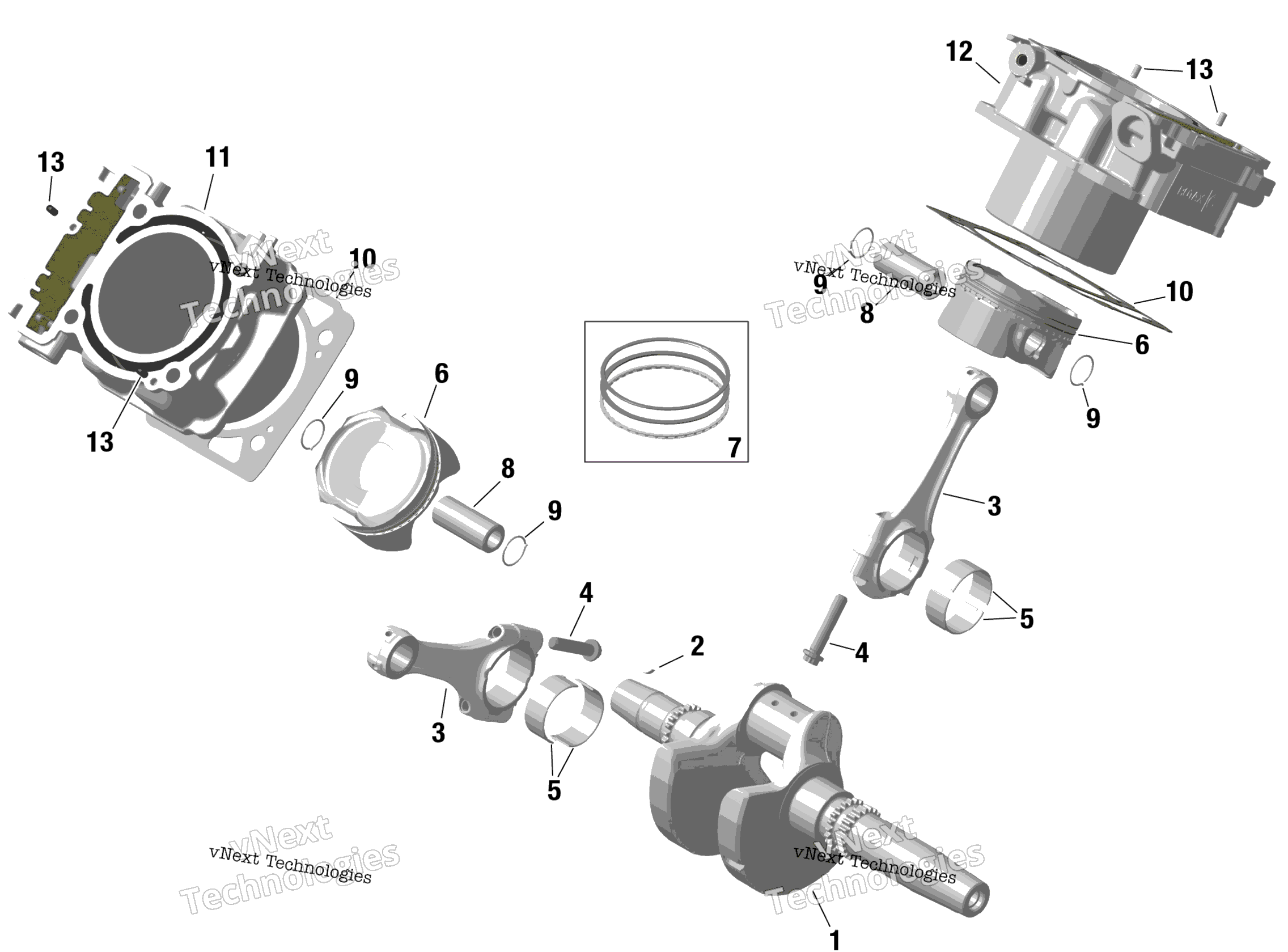Rotax коленвал и Pistons