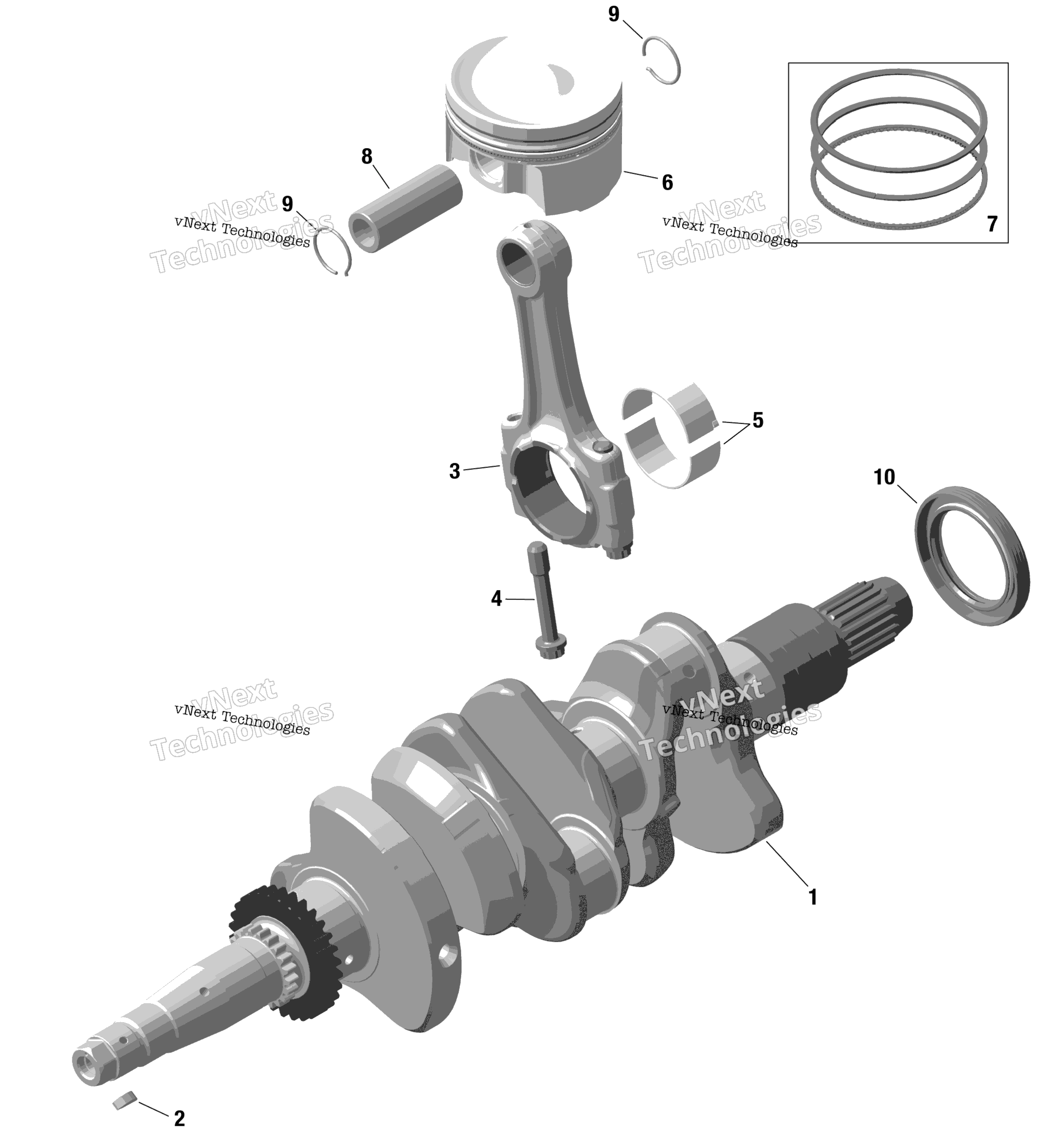 Rotax коленвал и Pistons