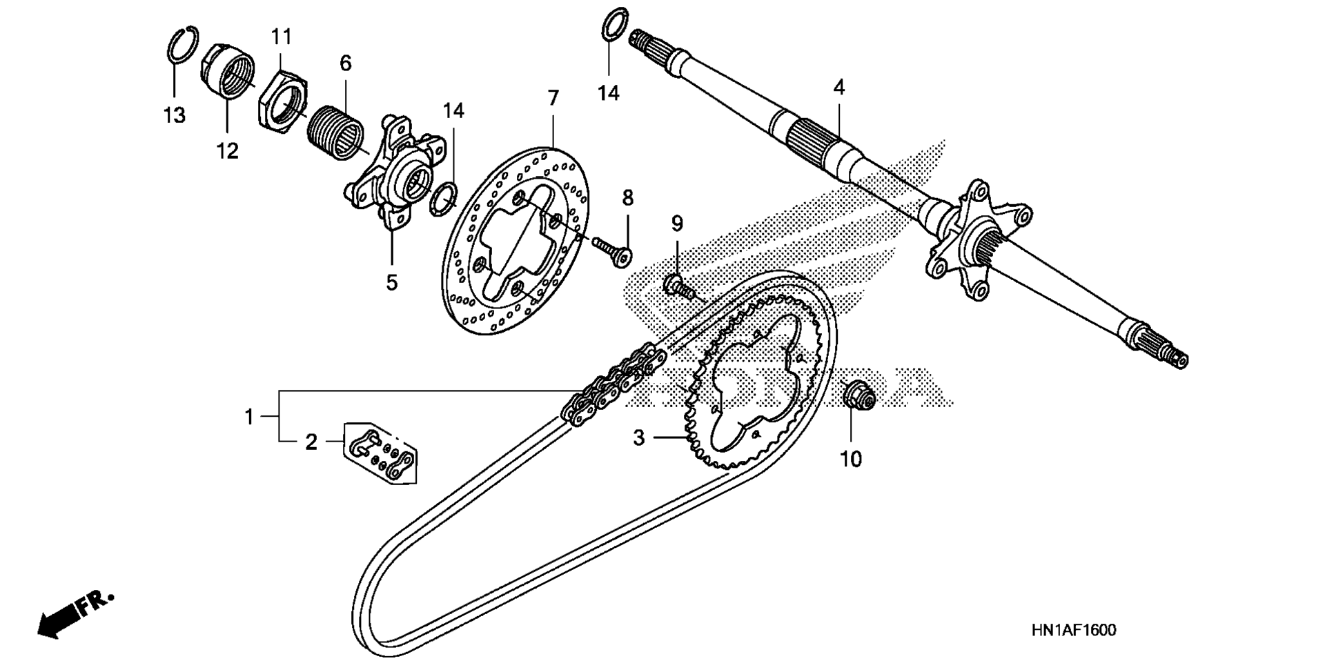 Задняя часть WHEEL AXLE / DRIVE CHAIN