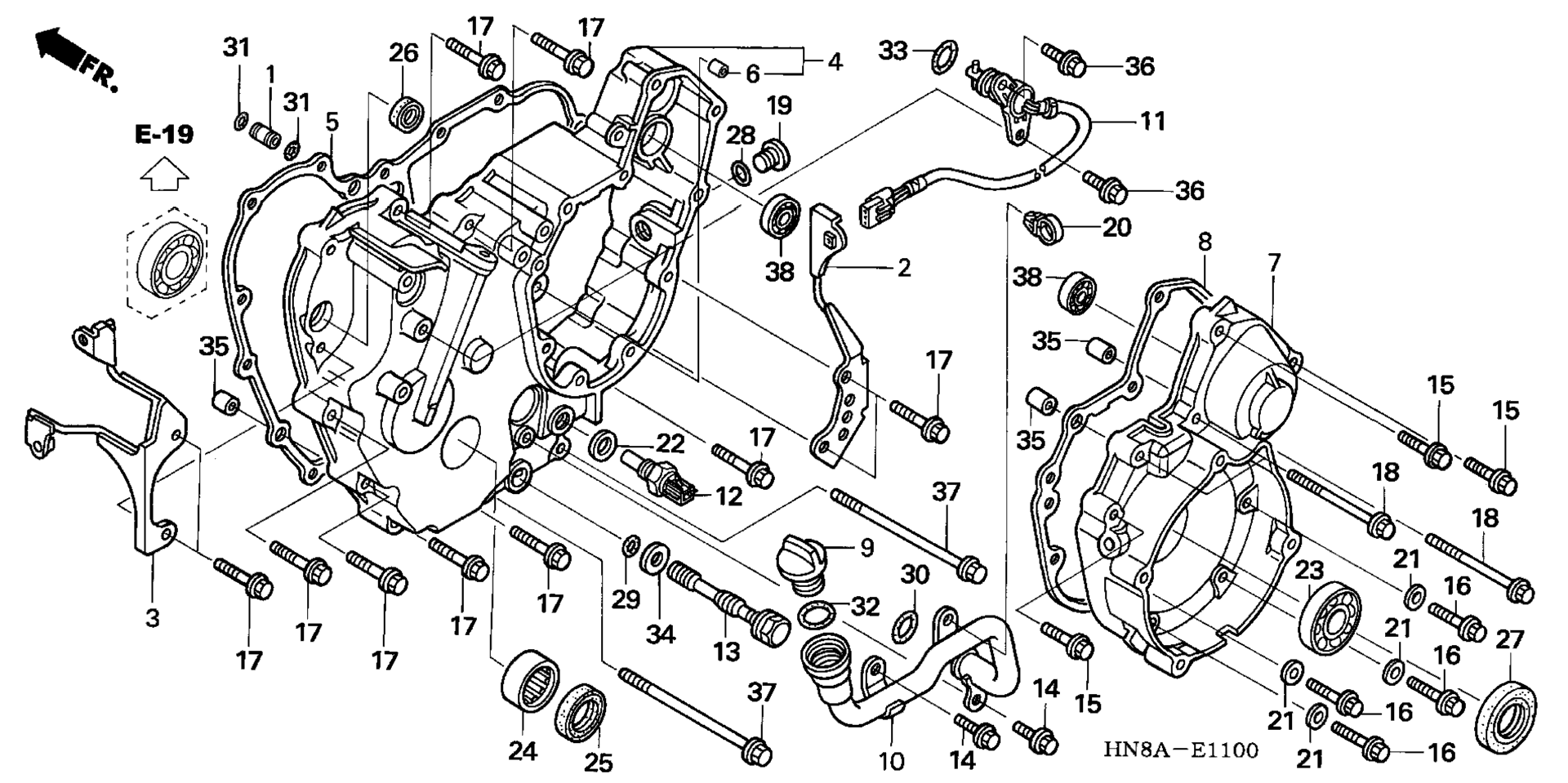 задний CRANKCASE крышка