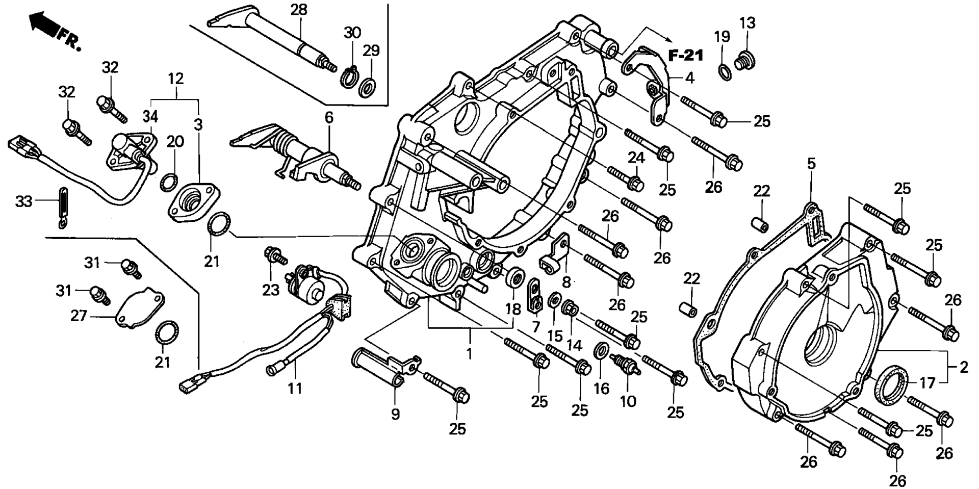 задний CRANKCASE крышка