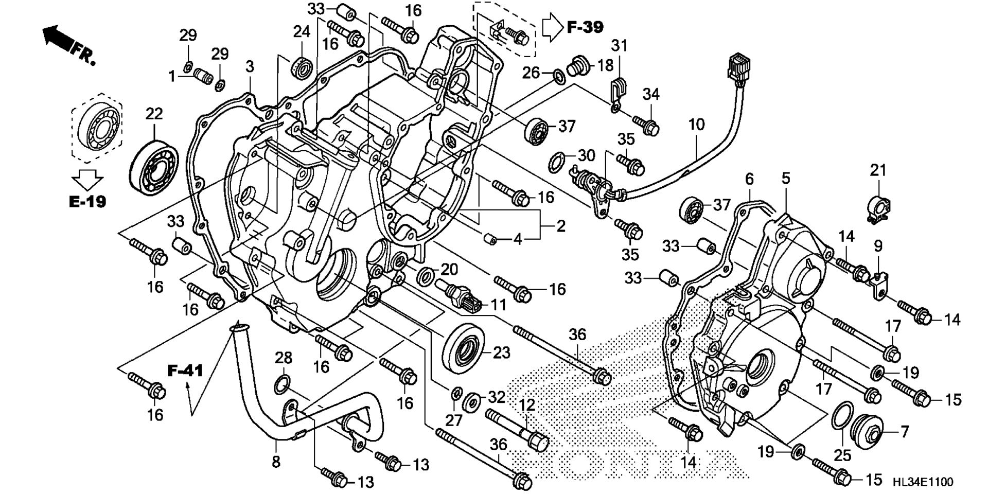 задний CRANKCASE крышка