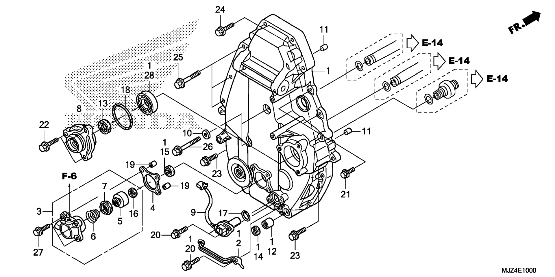 Задняя часть CRANKCASE COVER / CLUTCH SLAVE CYLINDER