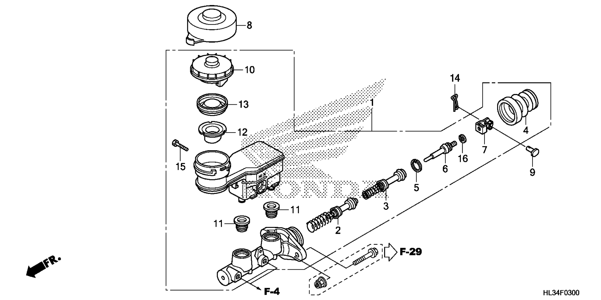 Передний главный цилиндр тормоза