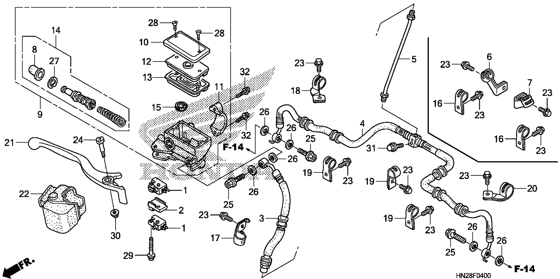 Передняя часть BRAKE MASTERCYLINDER