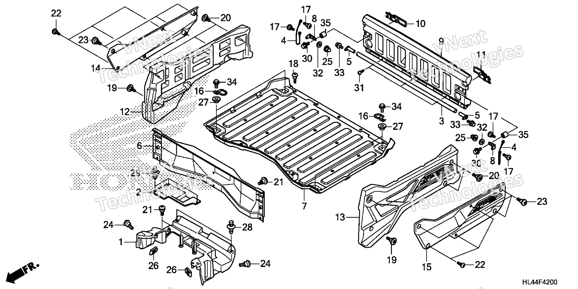 BED PLATE / задний GATE (SXS1000M3 / M3P)