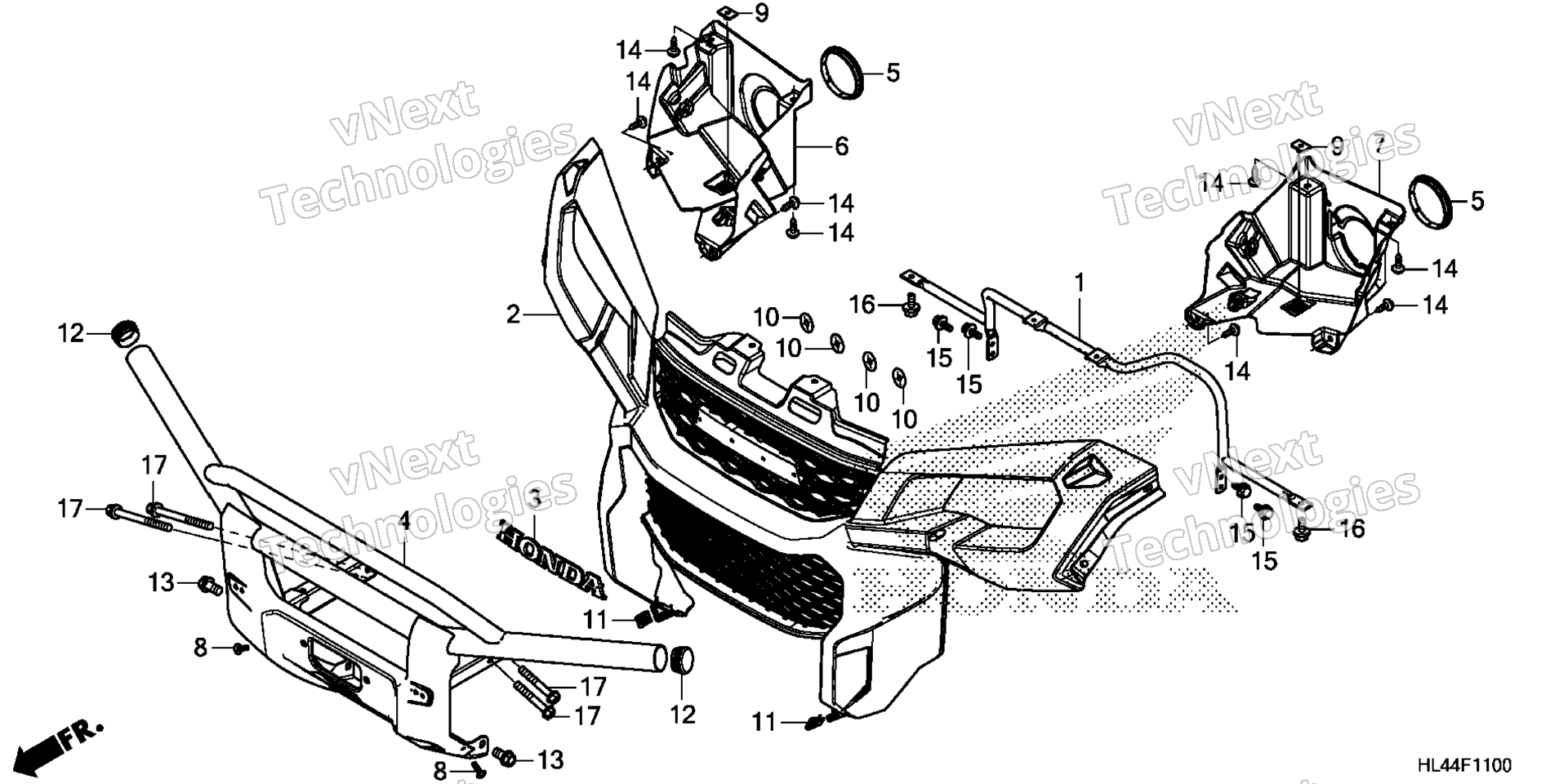 Передняя часть GRILLE / FRONT BUMPER