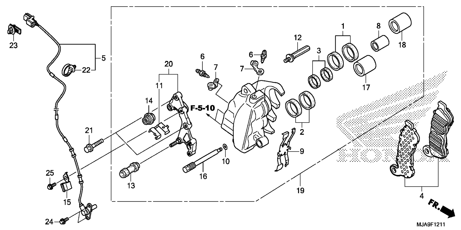 Передний суппорт тормоза (VT750CS)