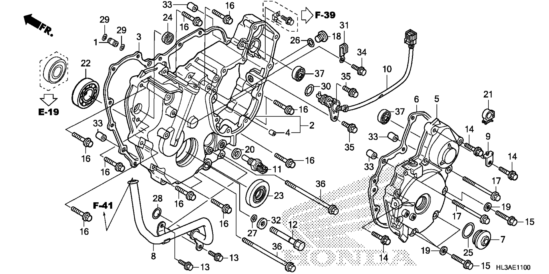 задний CRANKCASE крышка