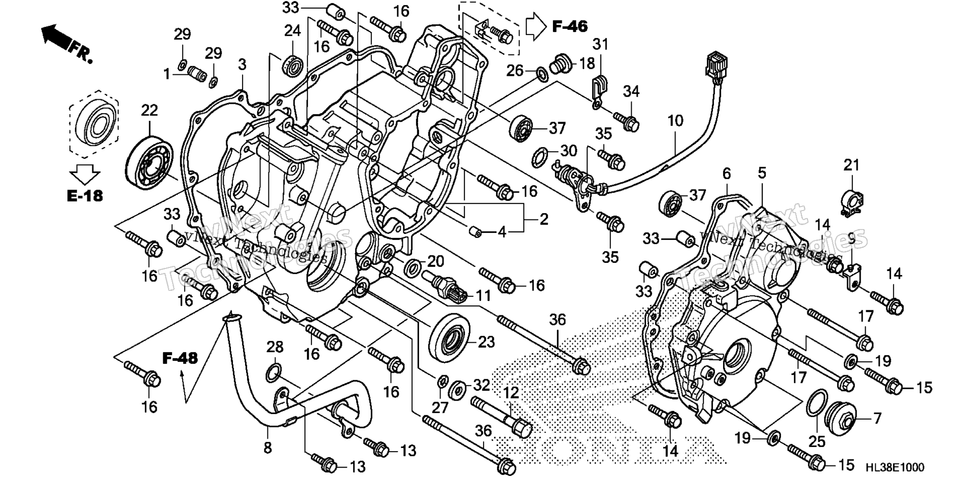 задний CRANKCASE крышка