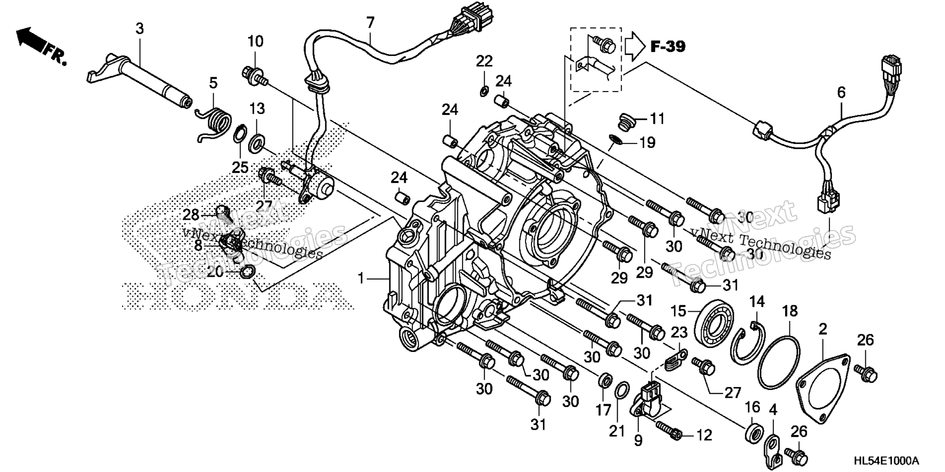 задний CRANKCASE крышка