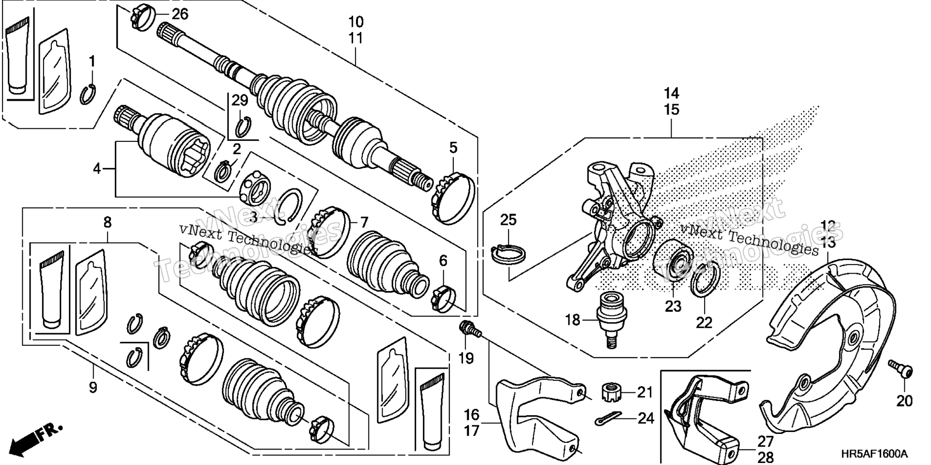 Передняя часть KNUCKLE / FRONT DRIVE SHAFT