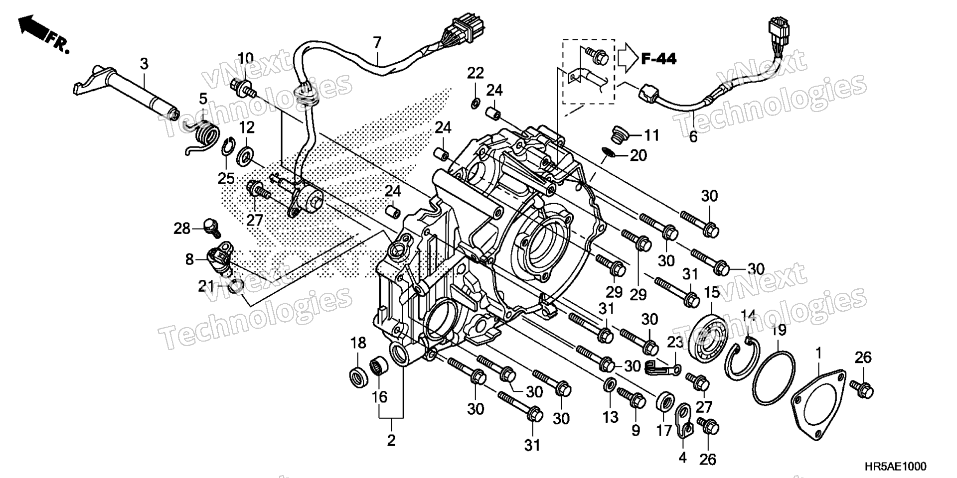 задний CRANKCASE крышка