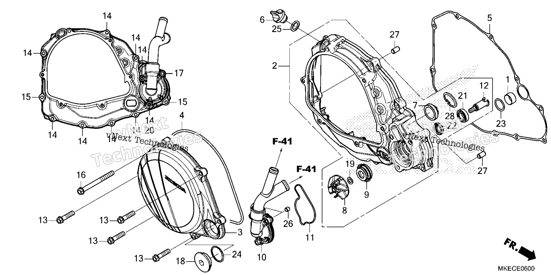 RIGHT CRANKCASE крышка / WATER насос