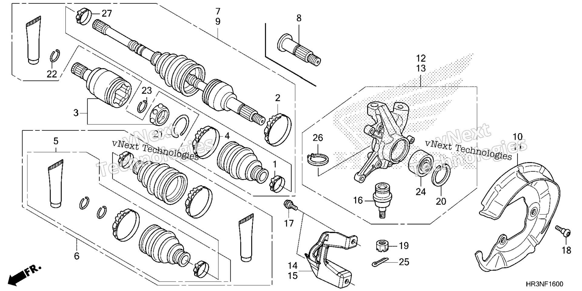 Передняя часть KNUCKLE / DRIVESHAFT