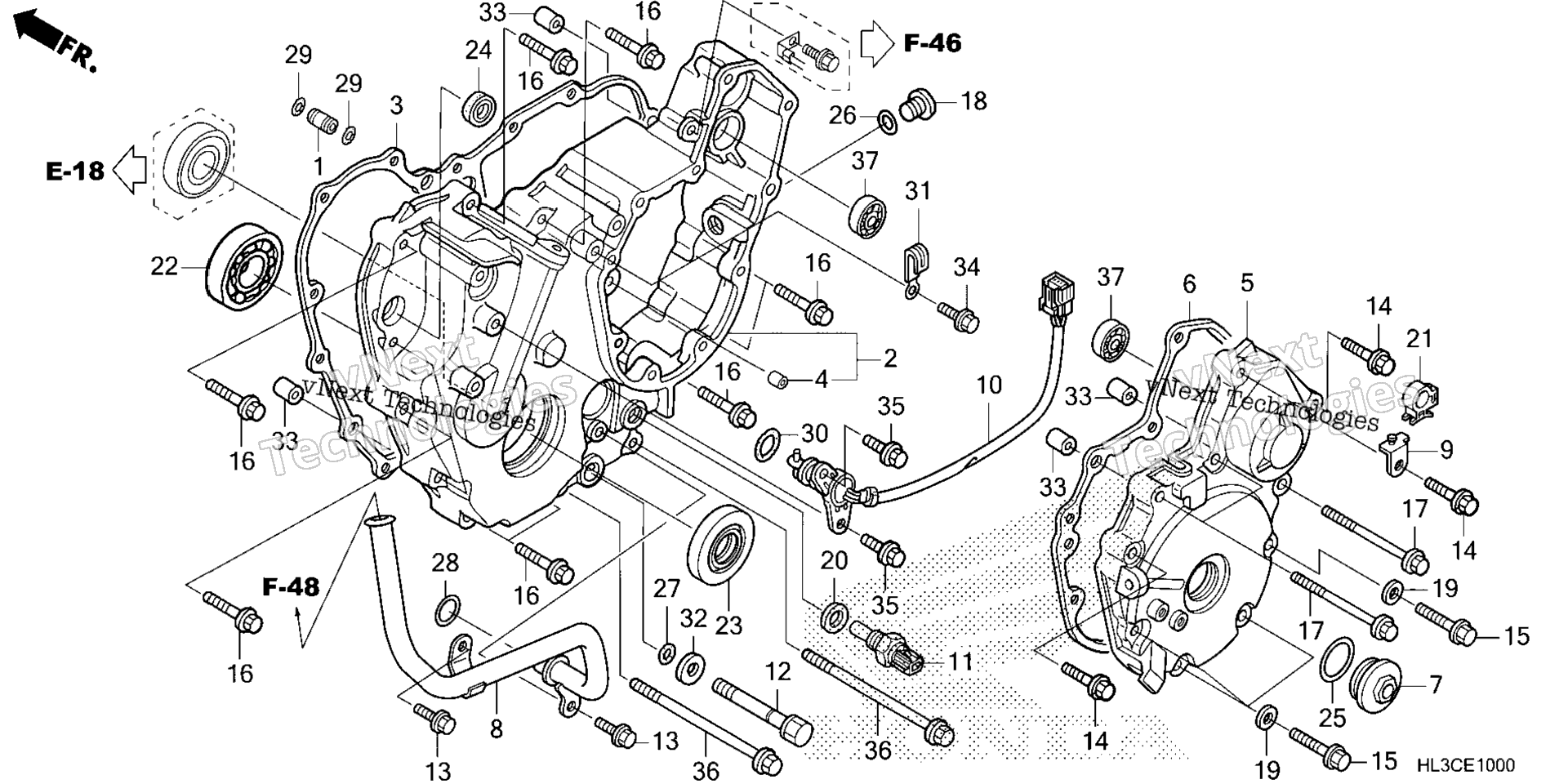 задний CRANKCASE крышка