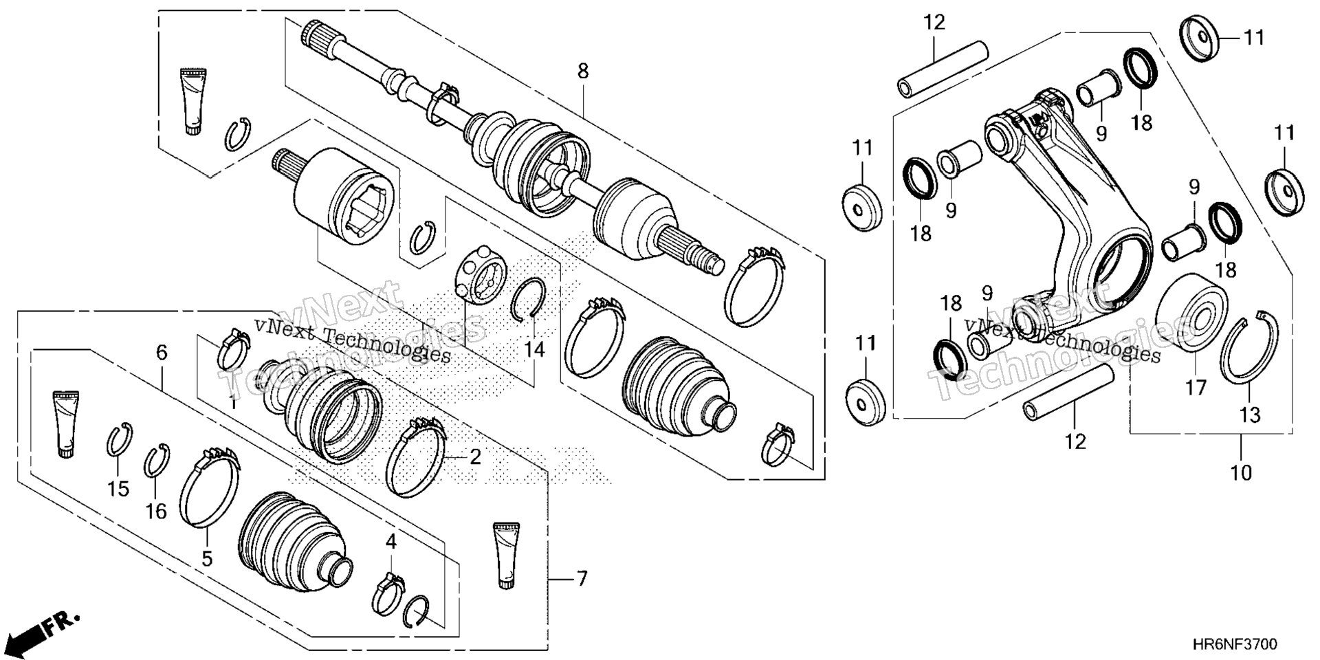 Задняя часть KNUCKLE / REAR DRIVE SHAFT