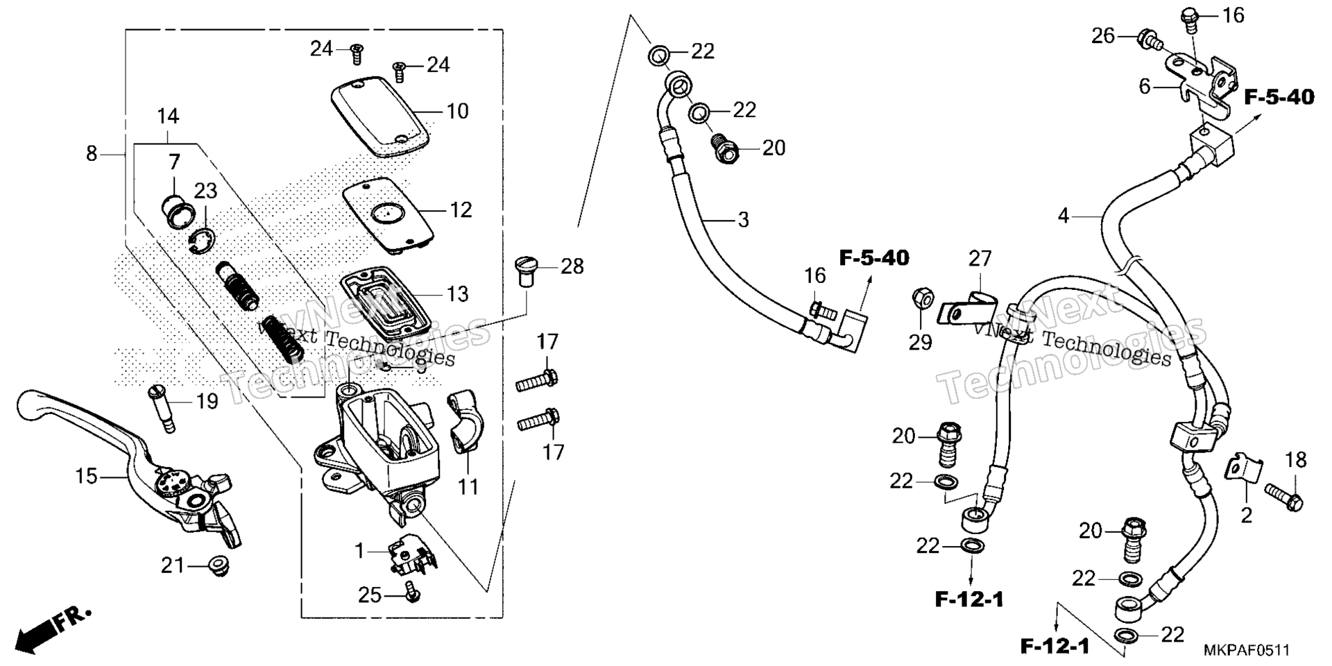 Передний главный цилиндр тормоза (CBR500RA'22/'23)