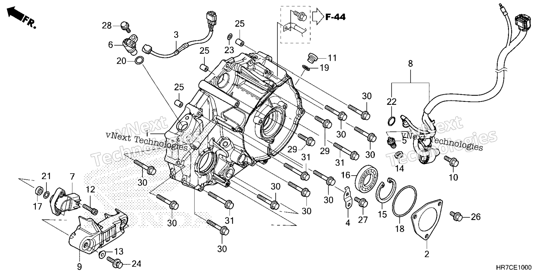 задний CRANKCASE крышка