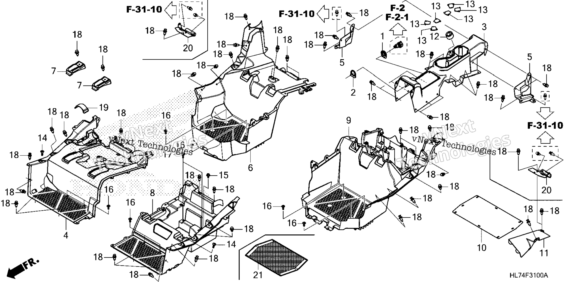 Сиденье BOTTOM COVER / REAR CONSOLE