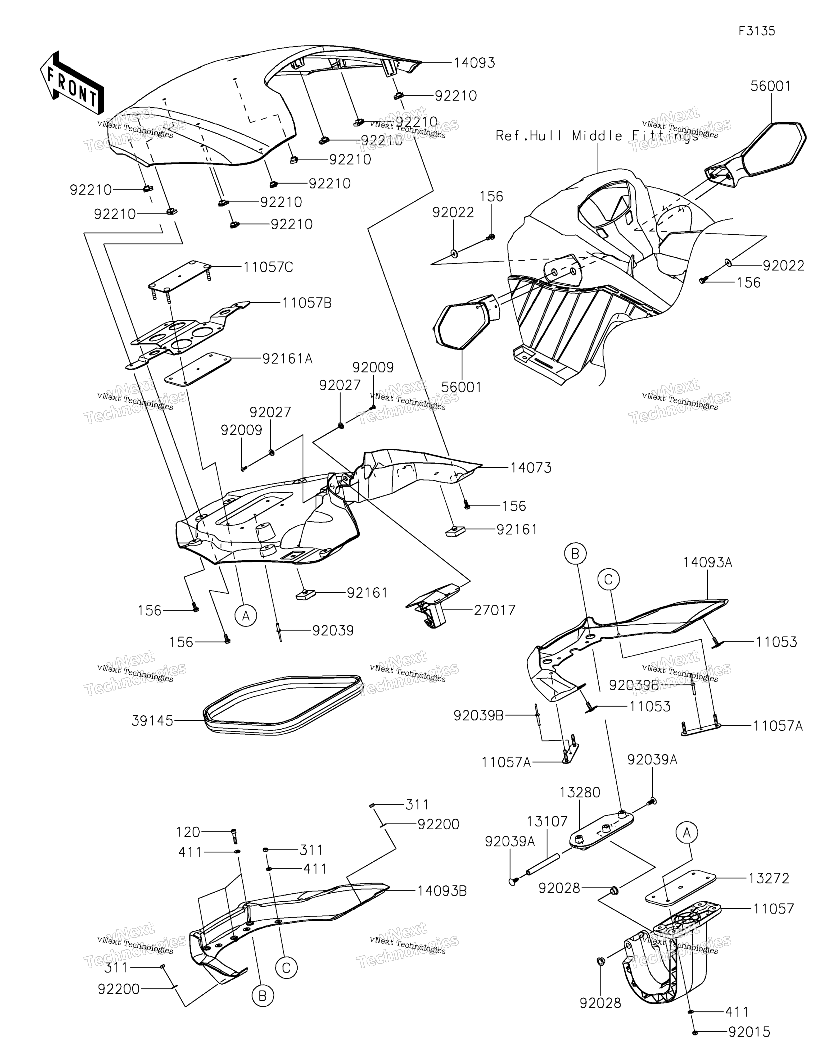 Hull передний Fittings