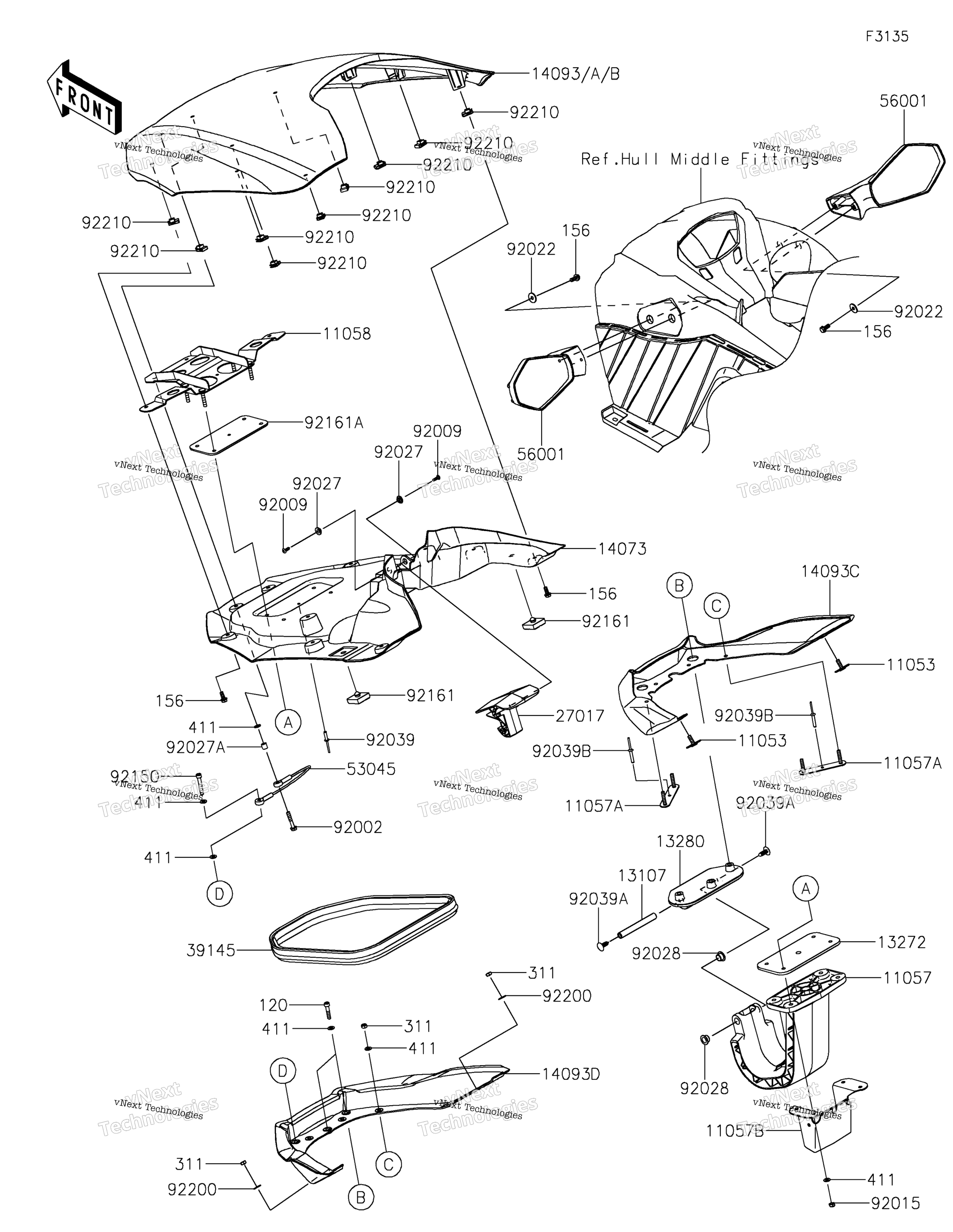 Hull передний Fittings