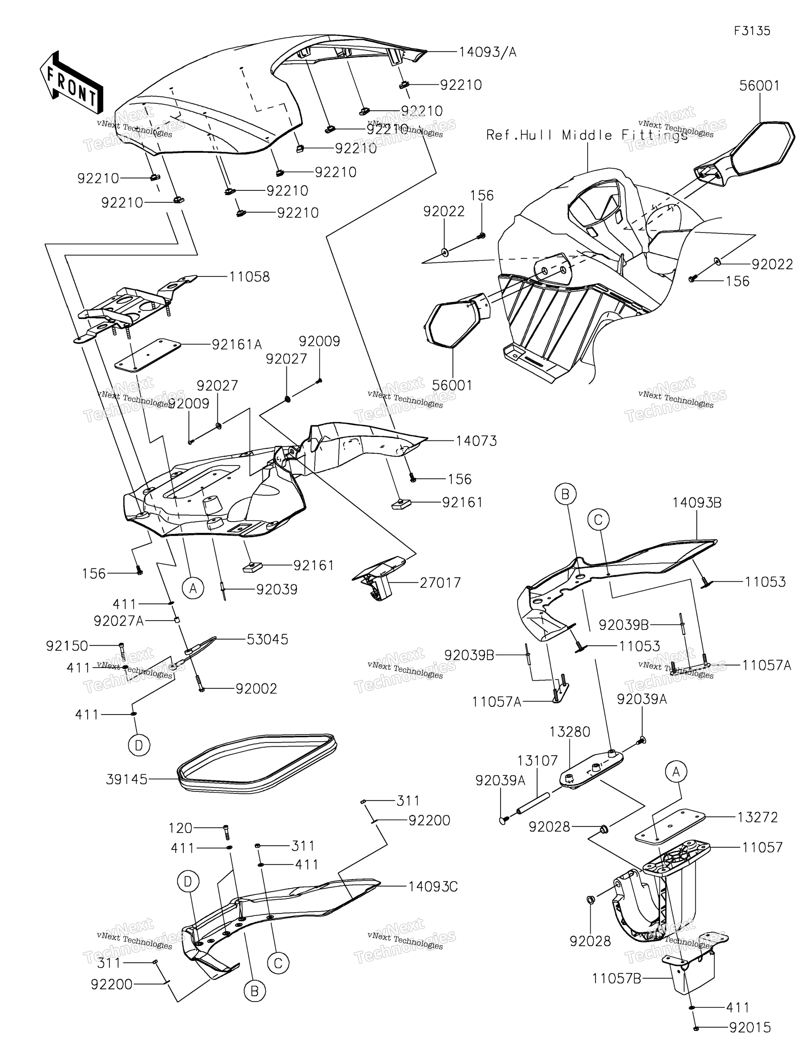 Hull передний Fittings