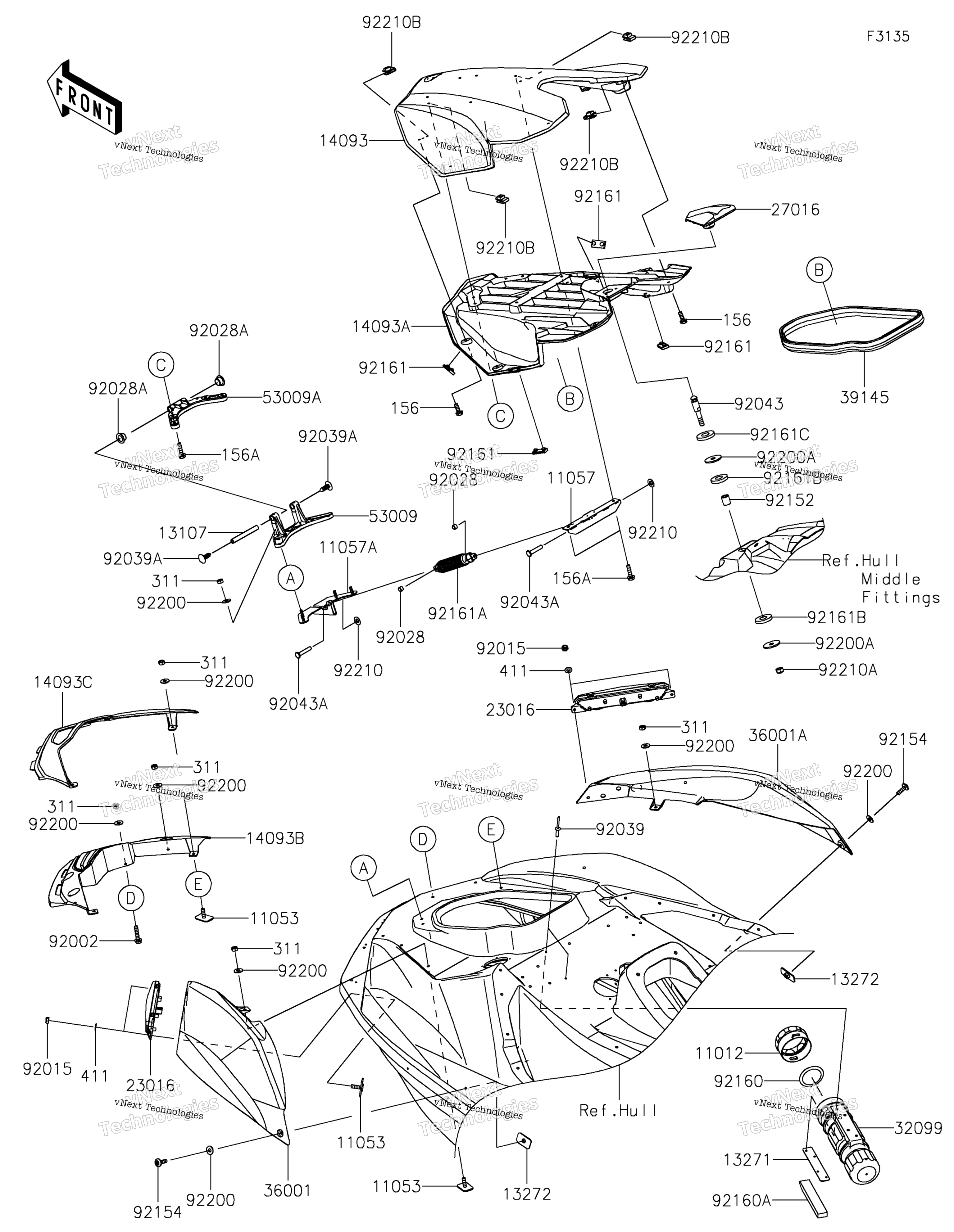 Hull передний Fittings