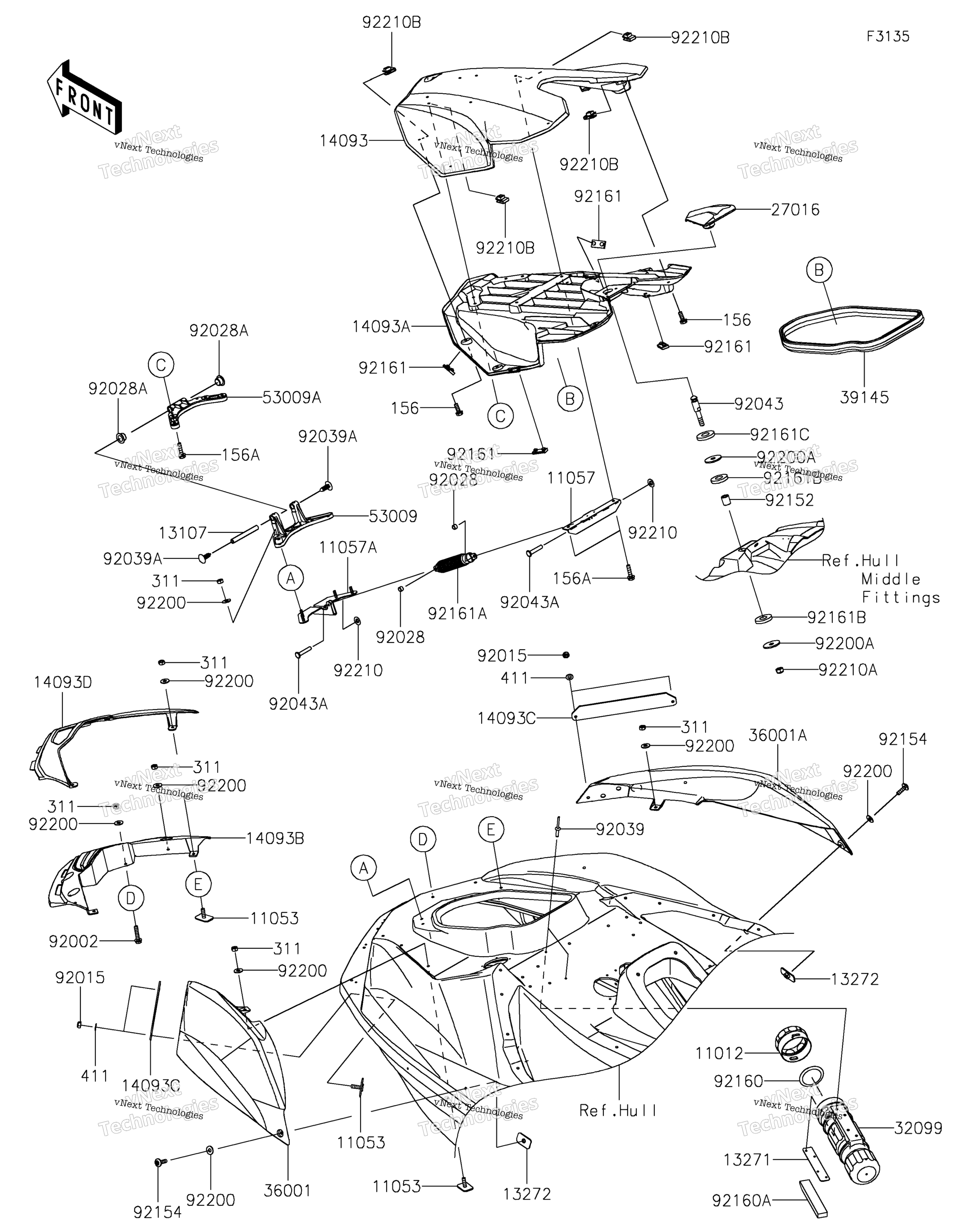 Hull передний Fittings