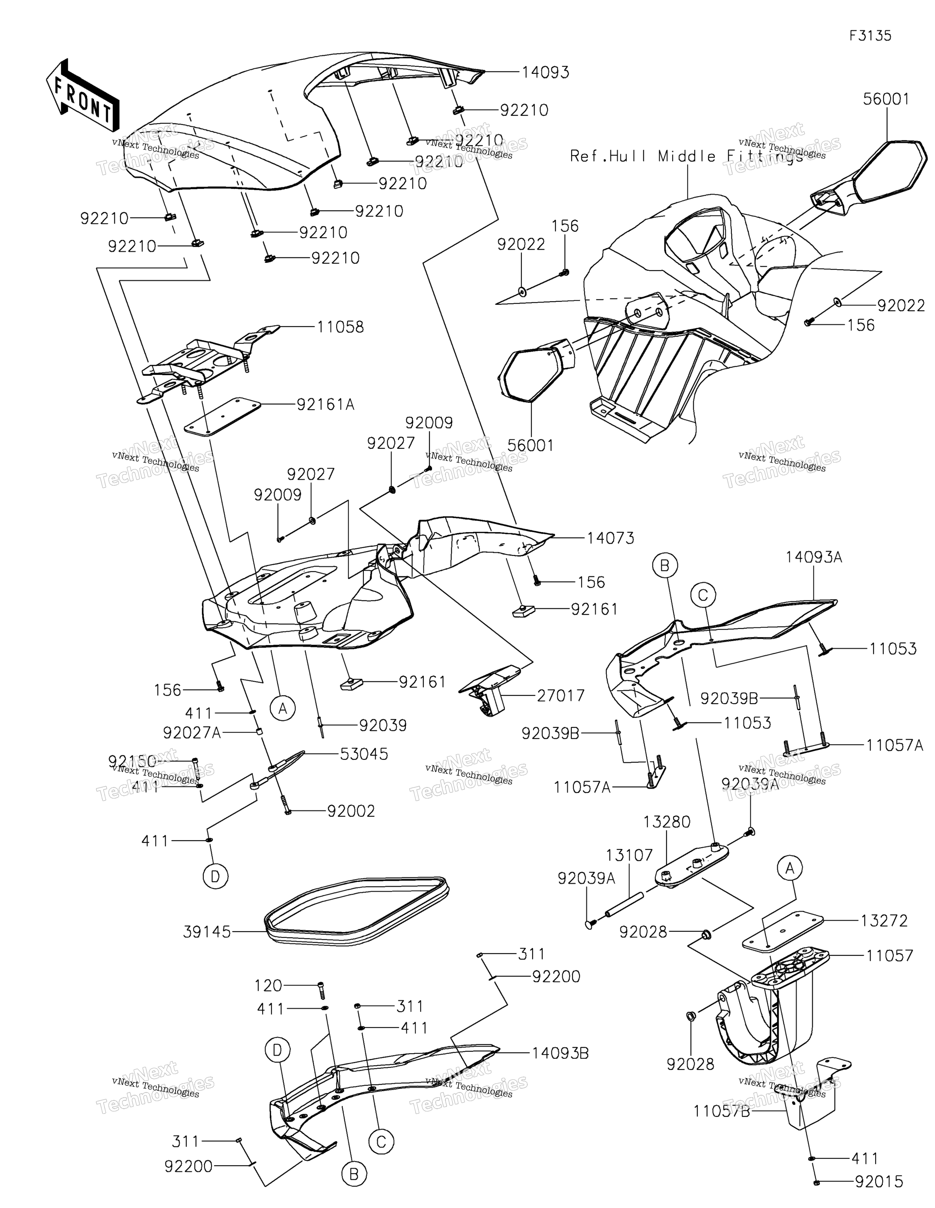 Hull передний Fittings