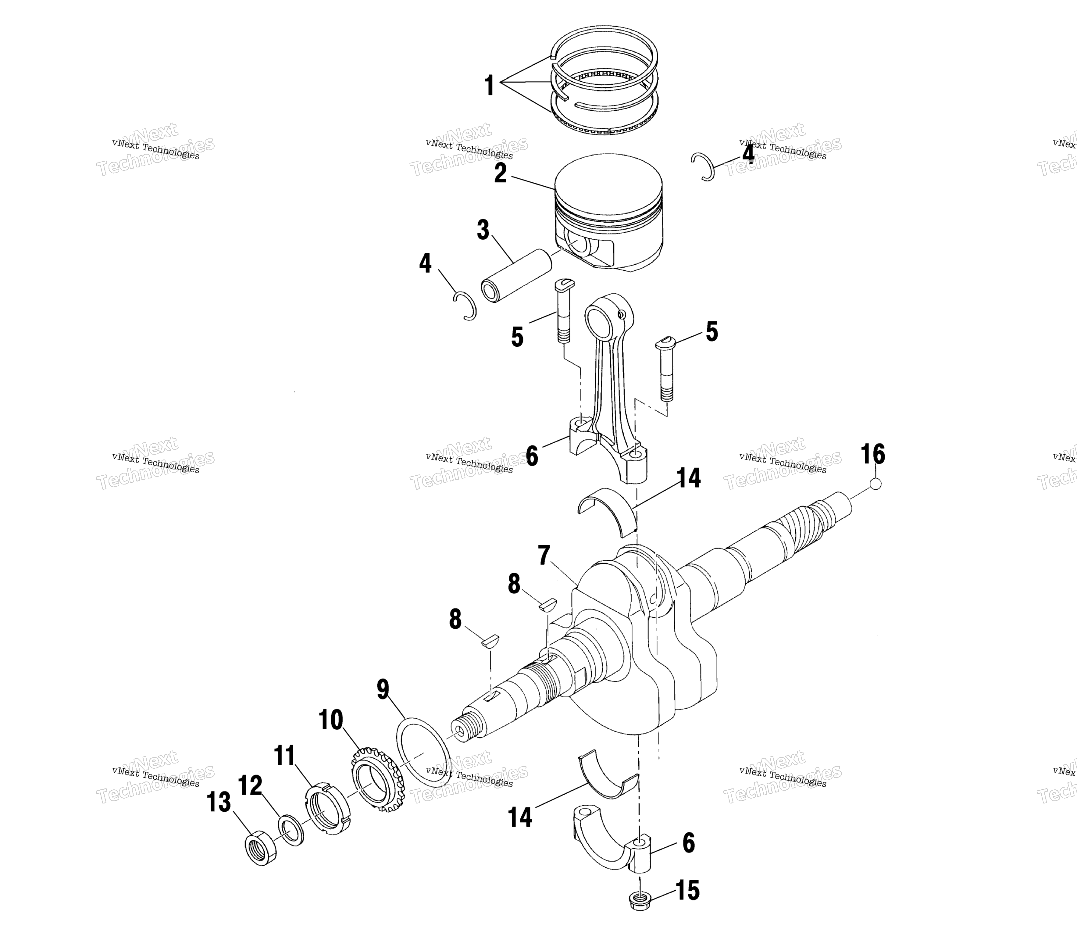 Коленвал и поршни A00ck32aa