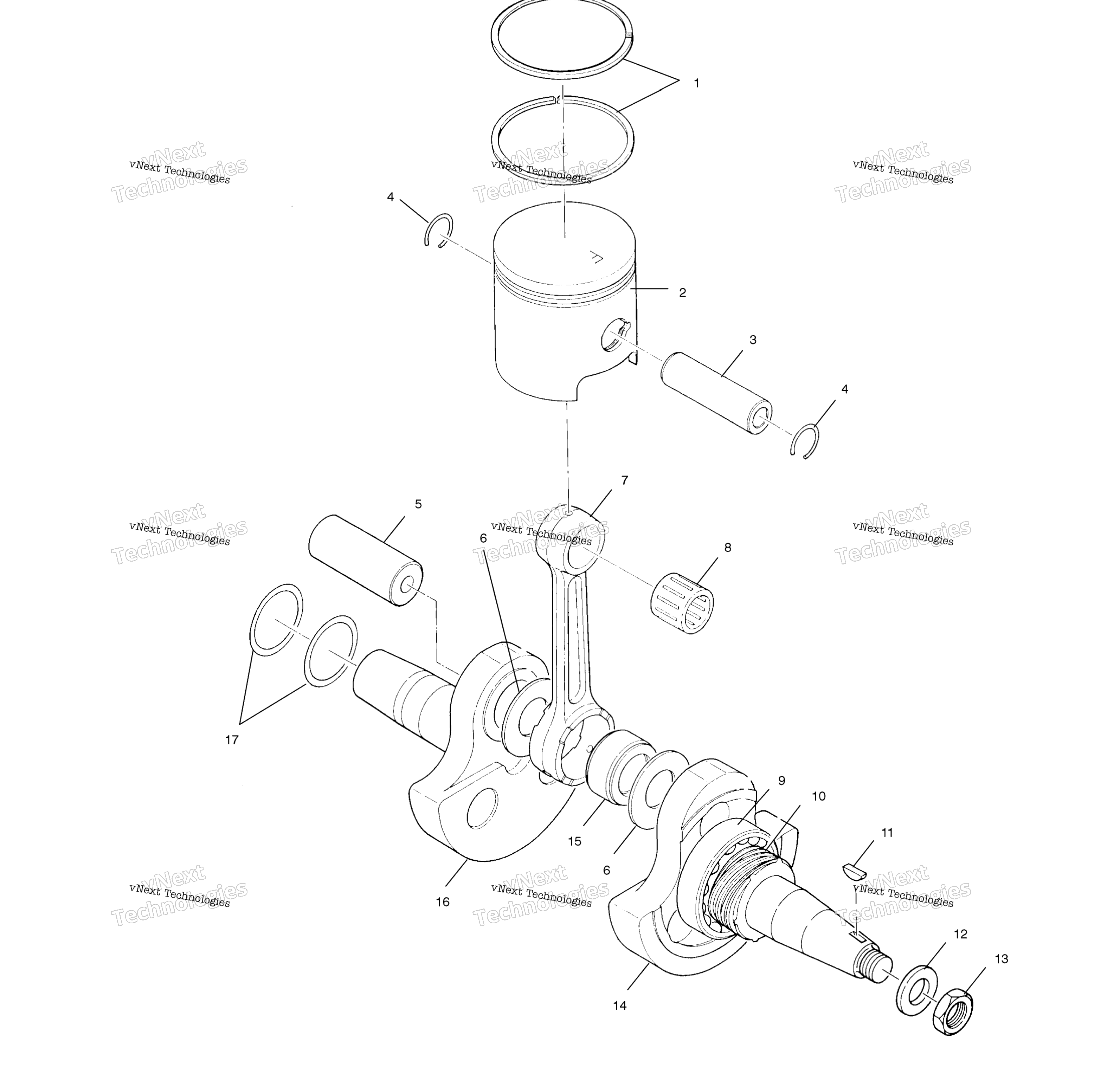 Коленвал и поршни A02ba25ca/Cb/Cd