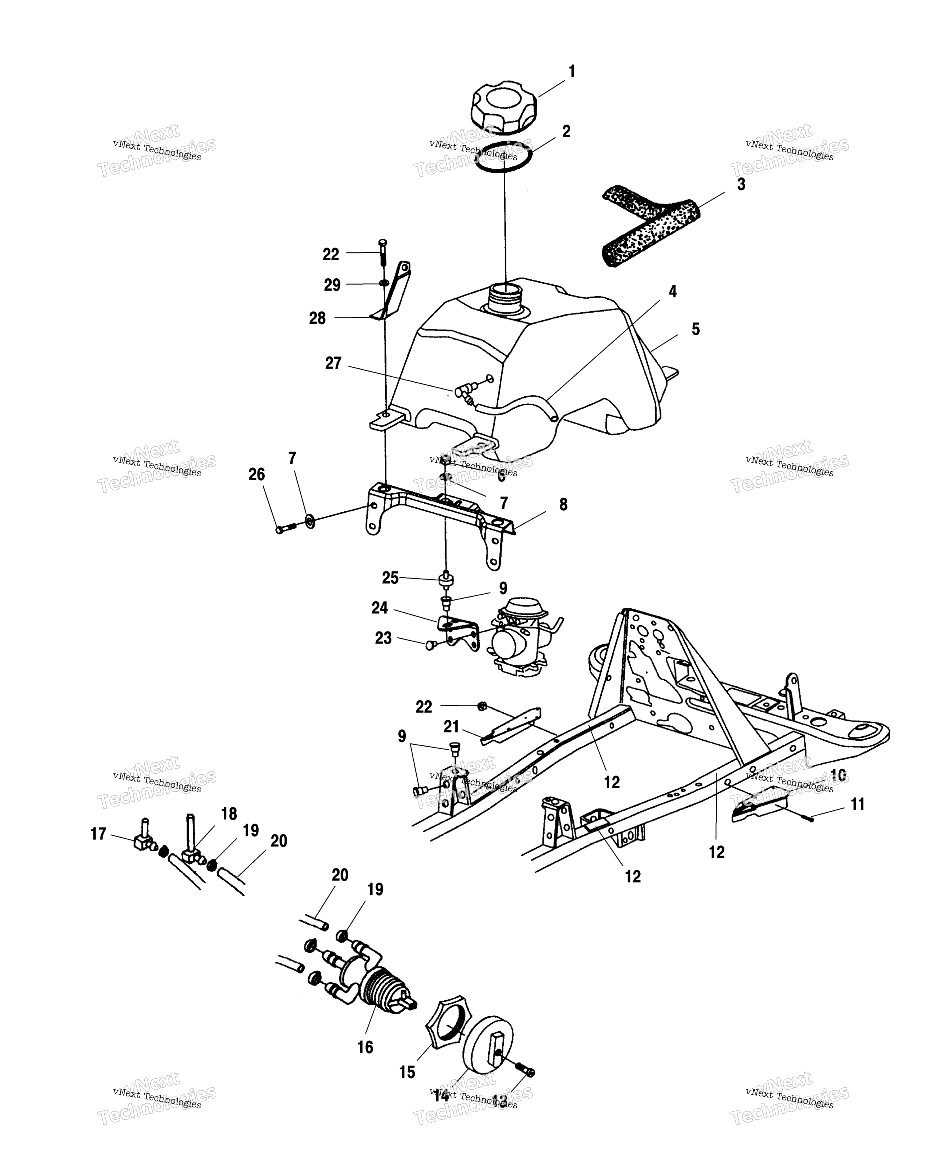 Топливная система Tank And Carburetor Mounting A02cb32aa/Ab/Fc