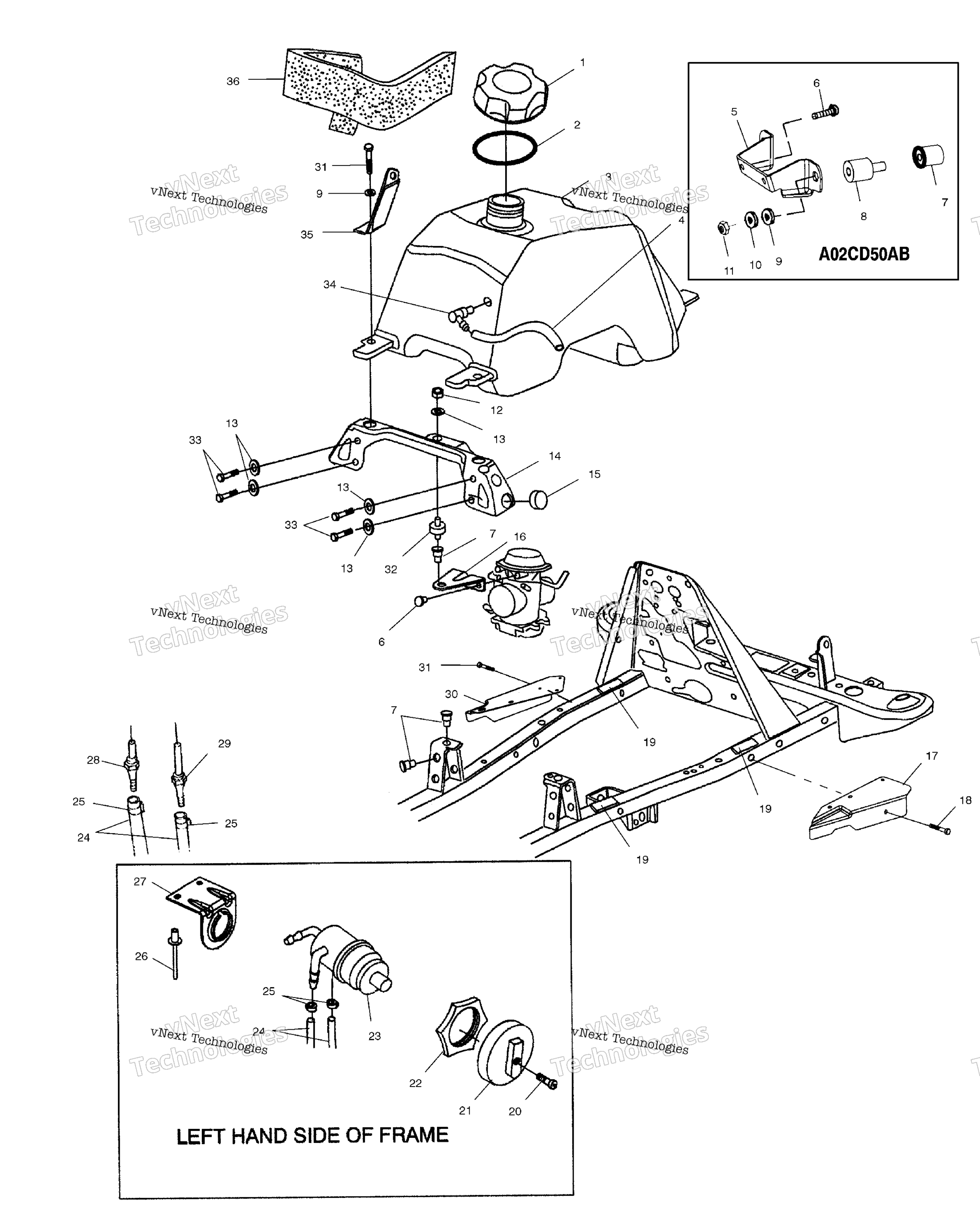 Топливная система Tank And Carburetor Mounting A02cd50aa/Ab/Fb