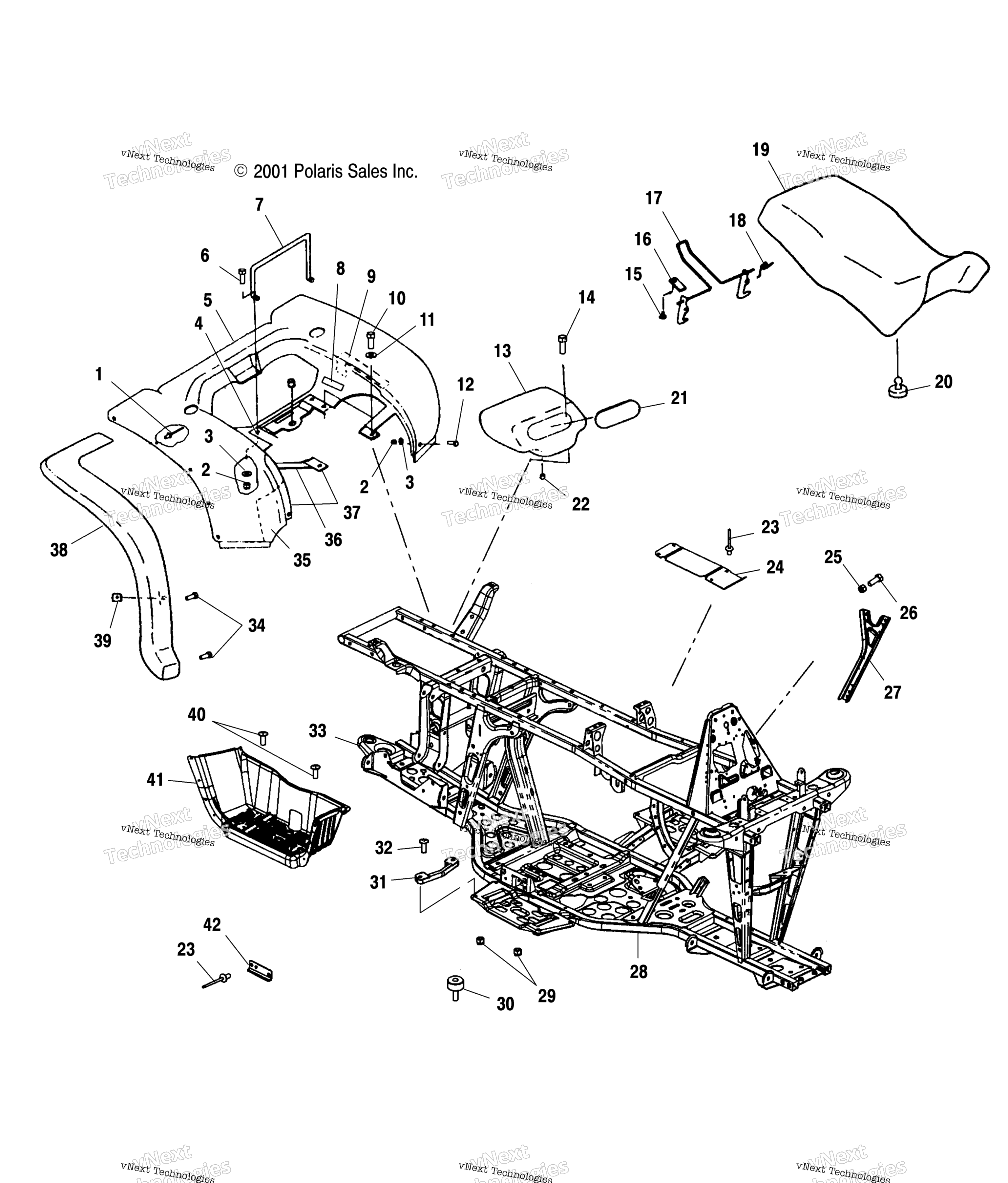 Задняя часть Cab/Seat/Main Frame