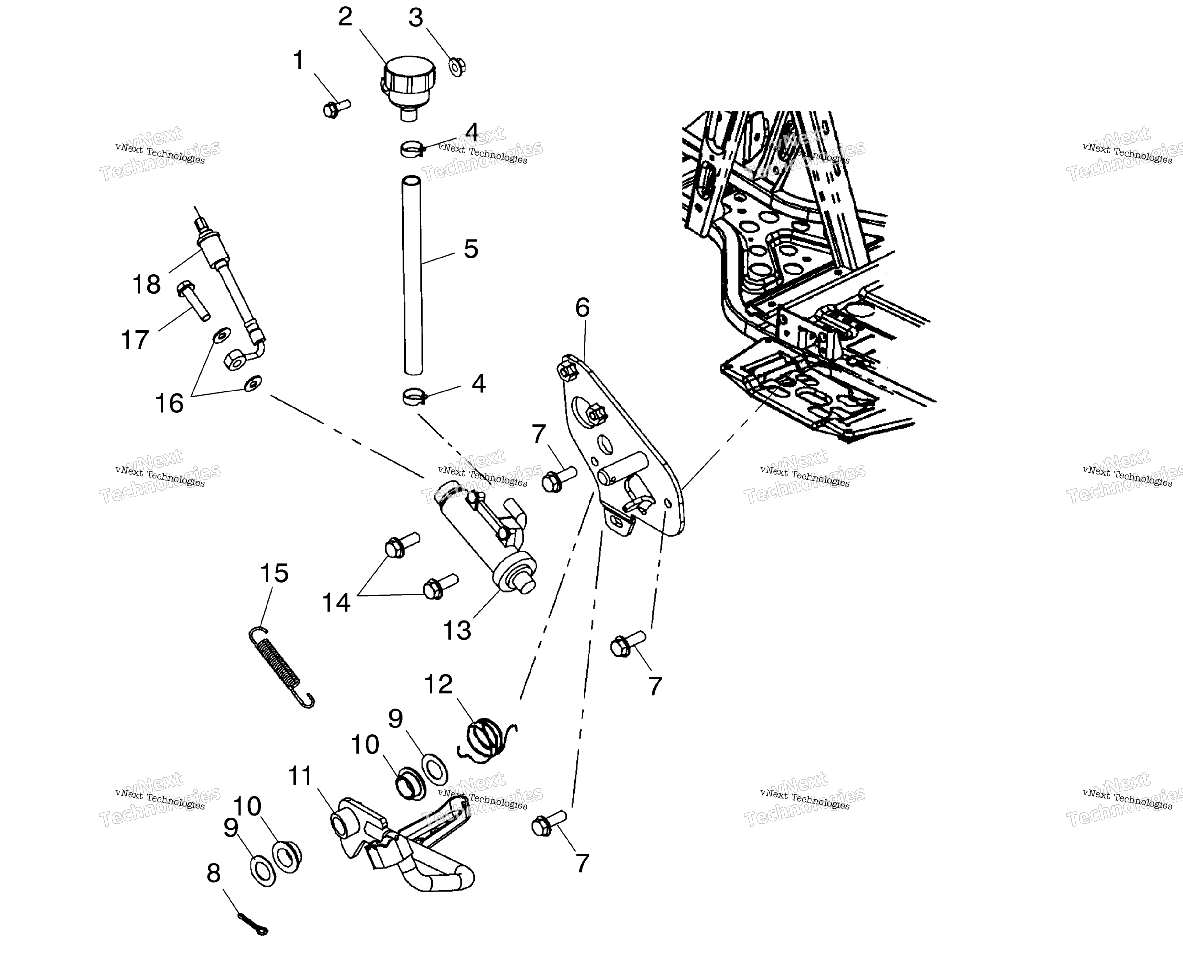 Задняя часть Master Cylinder/Foot Pedal