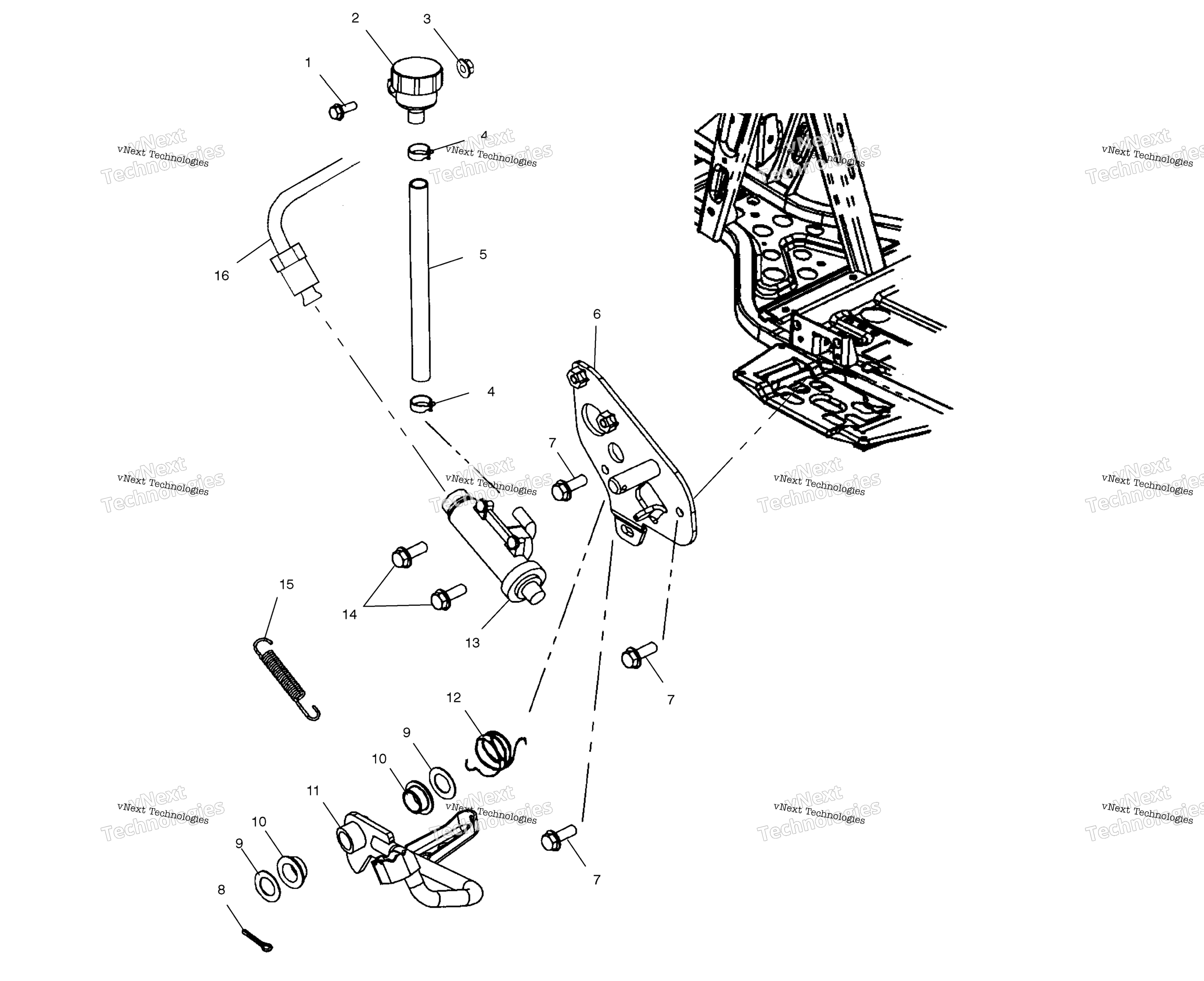 Задняя часть Master Cylinder/Foot Pedal