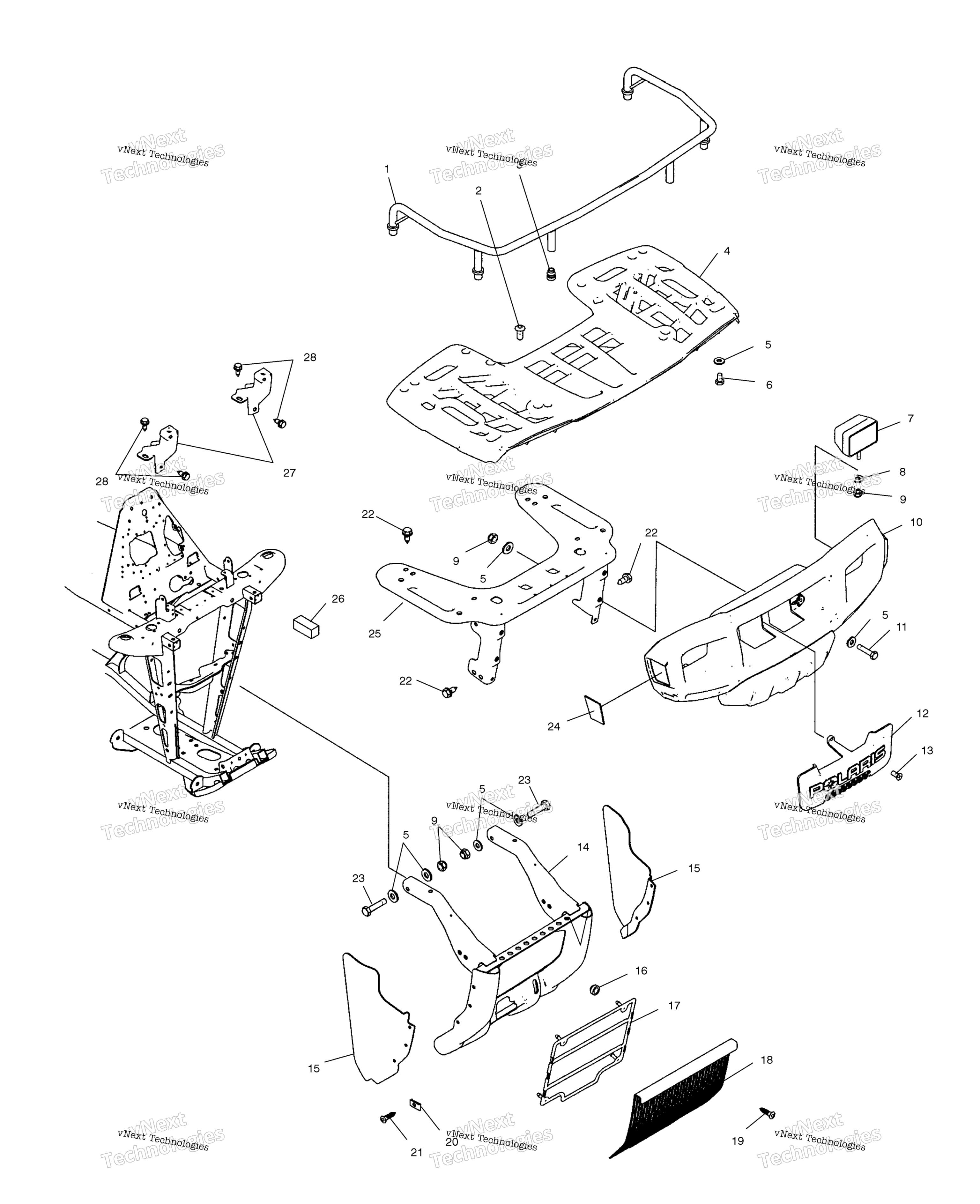 Передняя часть Rack And Bumper Mounting