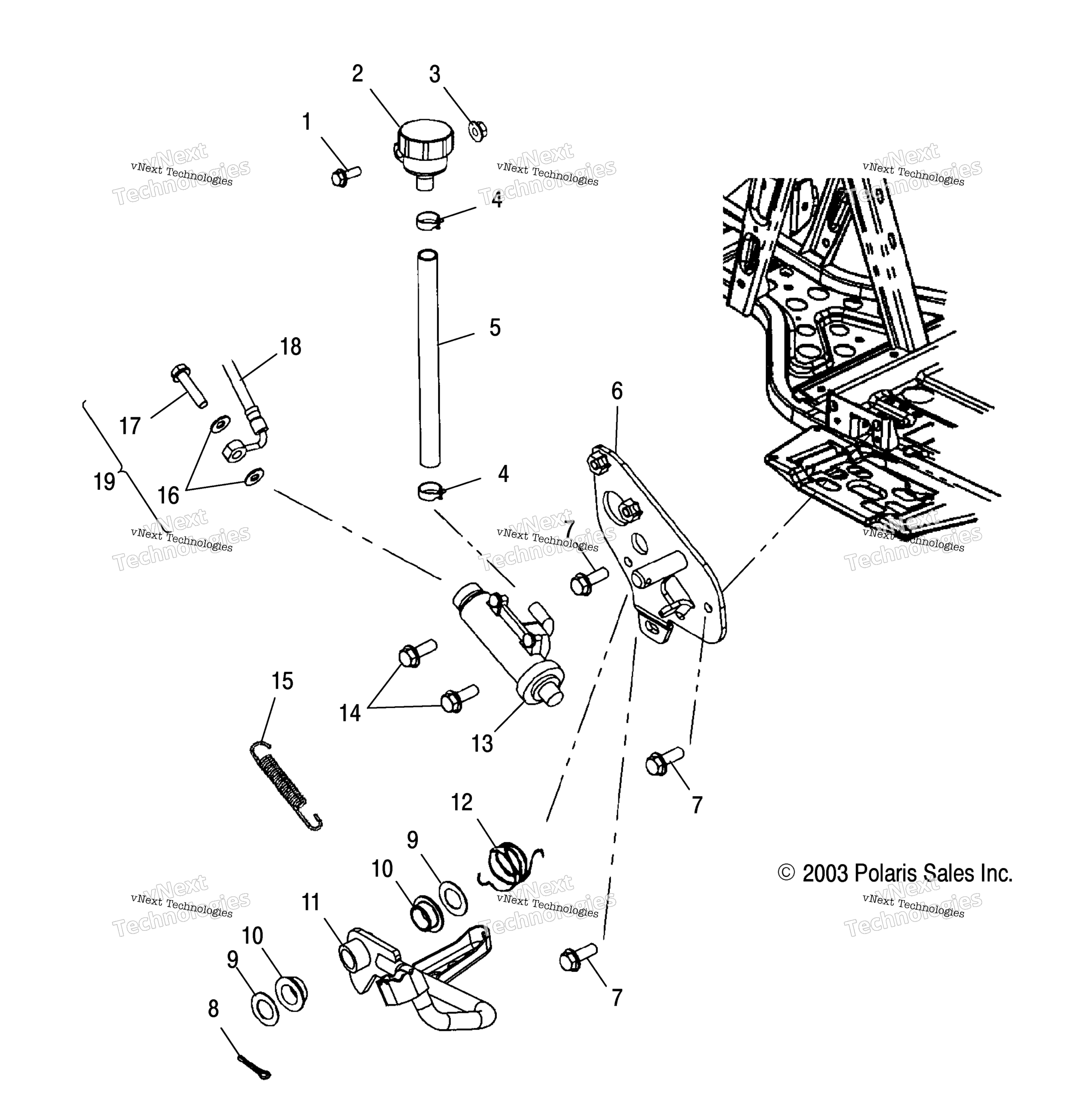 Задняя часть Master Cylinder/Foot Pedal